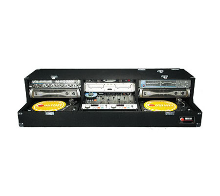 19" Rack Mountable DJ Mixer and Two Standard Position Turntables Carpet Case with Two Top Sliding 4U & 3U Racks