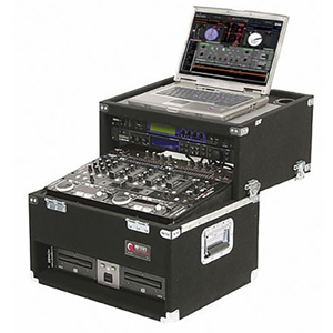 8U 19" Rack Mountable Mixer Carpet Combo Case with Top Sliding 2U Rack and Bottom 2U Rack