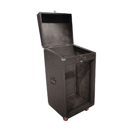 10U Top Slanted 16U Bottom Vertical CXC Carpet Combo Rack with Wheels