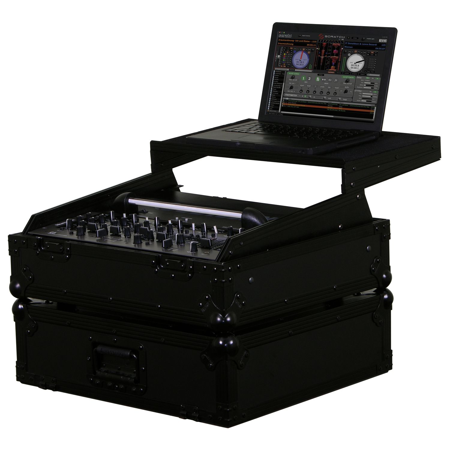 Black 10U 19" Rack Mountable Mixer Case with Glide Platform and LED Panel - Image 2