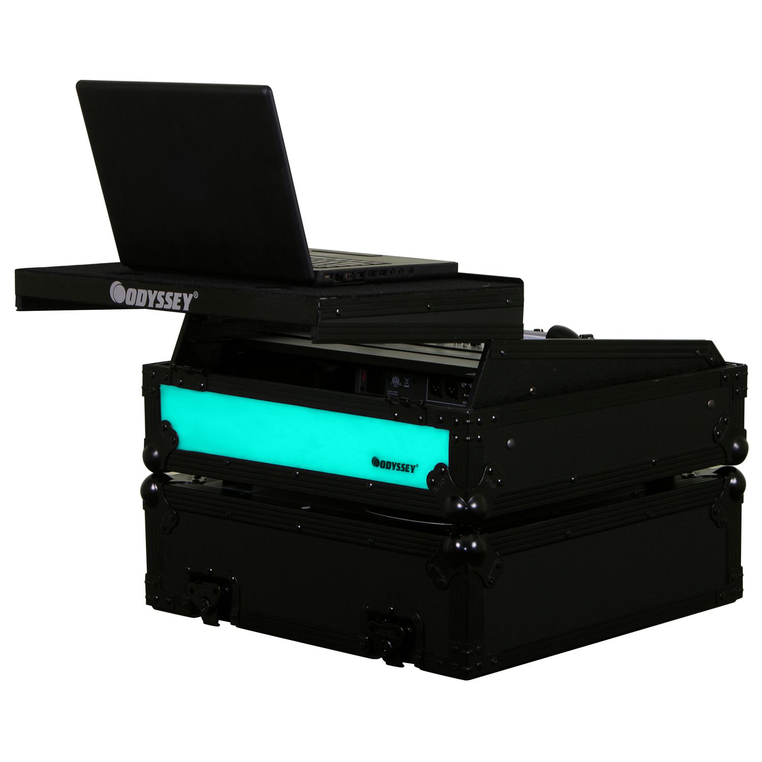 Black 10U 19" Rack Mountable Mixer Case with Glide Platform and LED Panel - Image 3