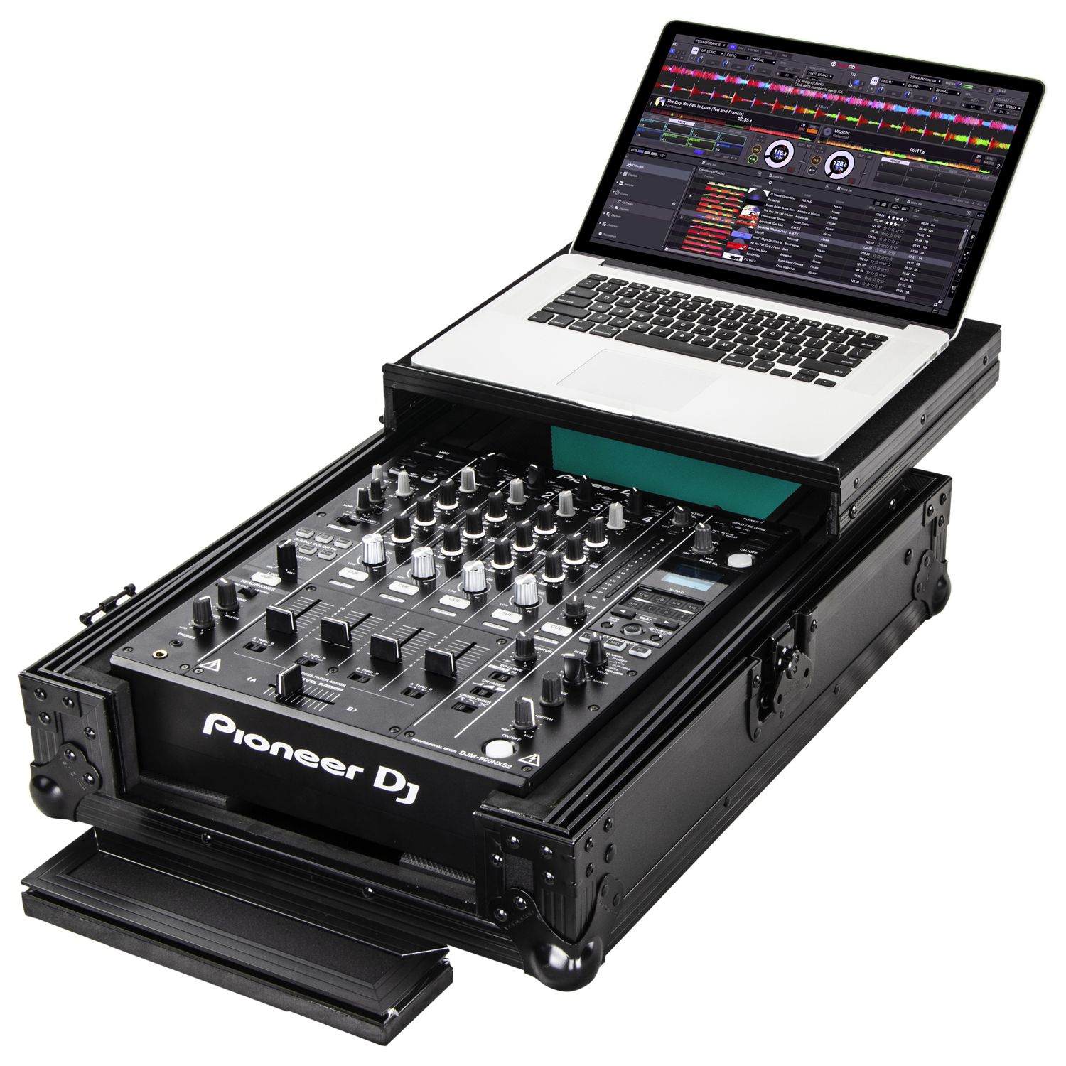 Black Low Profile Extra Deep Universal 12" Format DJ Mixer Case with Glide Platform and LED Panel
