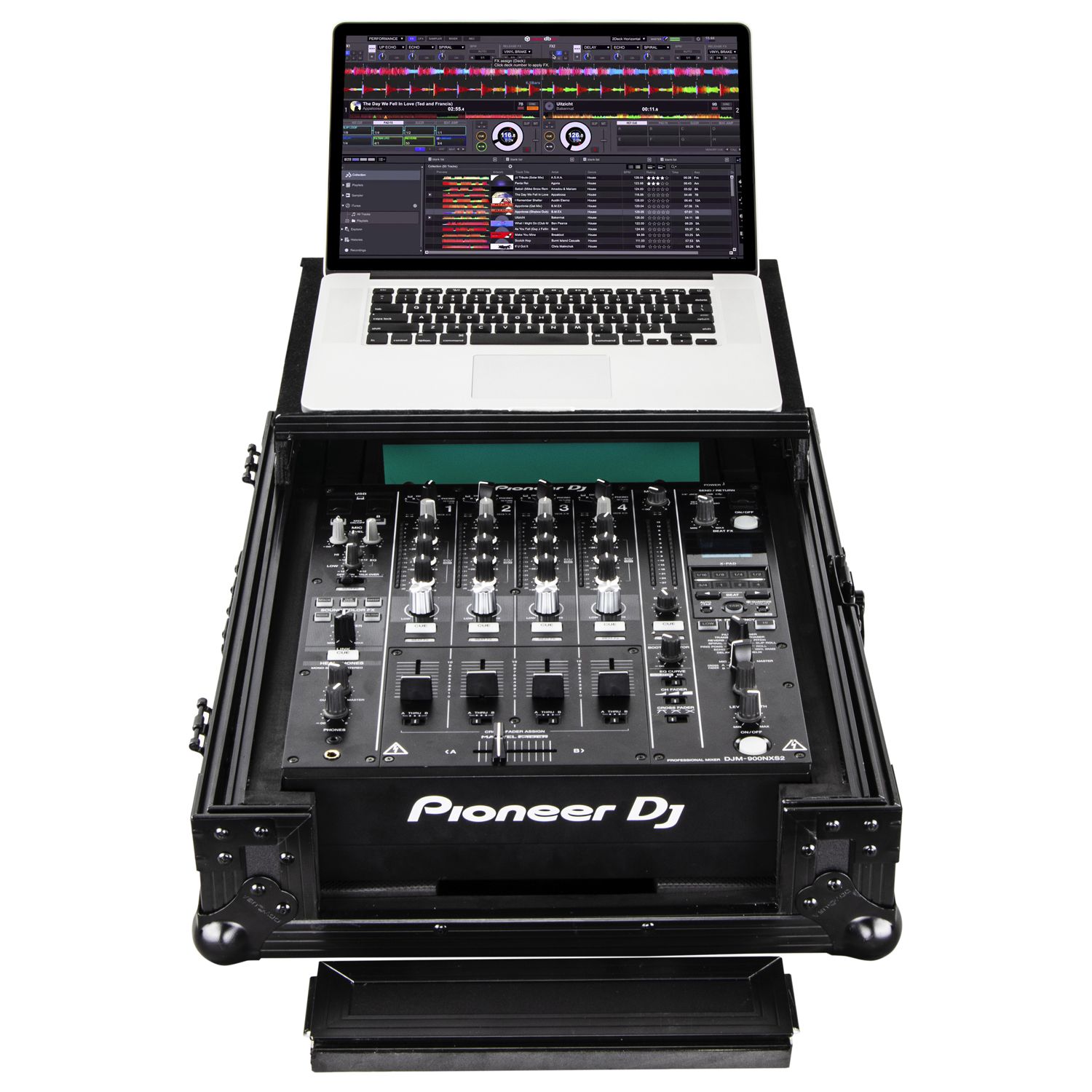 Black Low Profile Extra Deep Universal 12" Format DJ Mixer Case with Glide Platform and LED Panel - Image 2