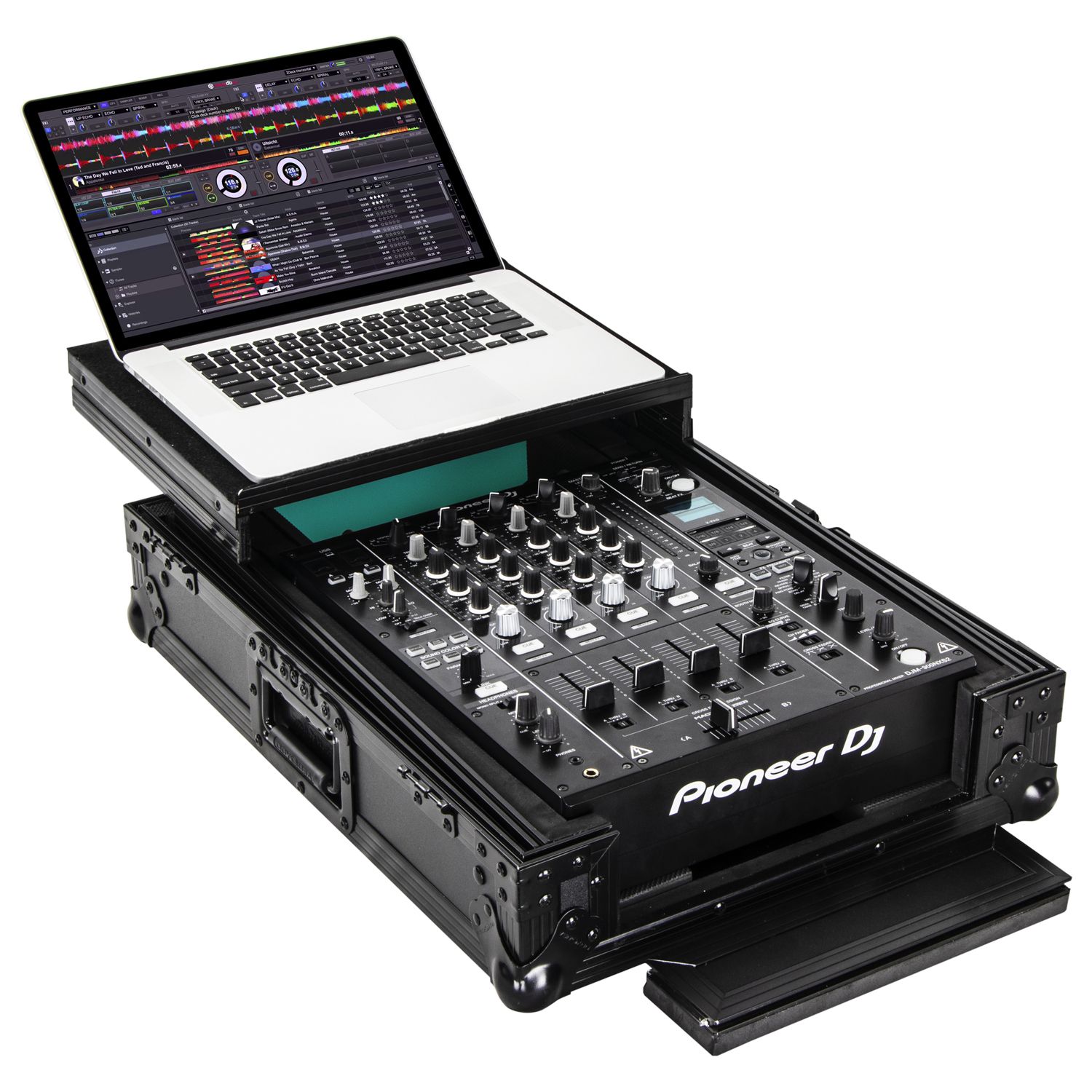 Black Low Profile Extra Deep Universal 12" Format DJ Mixer Case with Glide Platform and LED Panel - Image 3