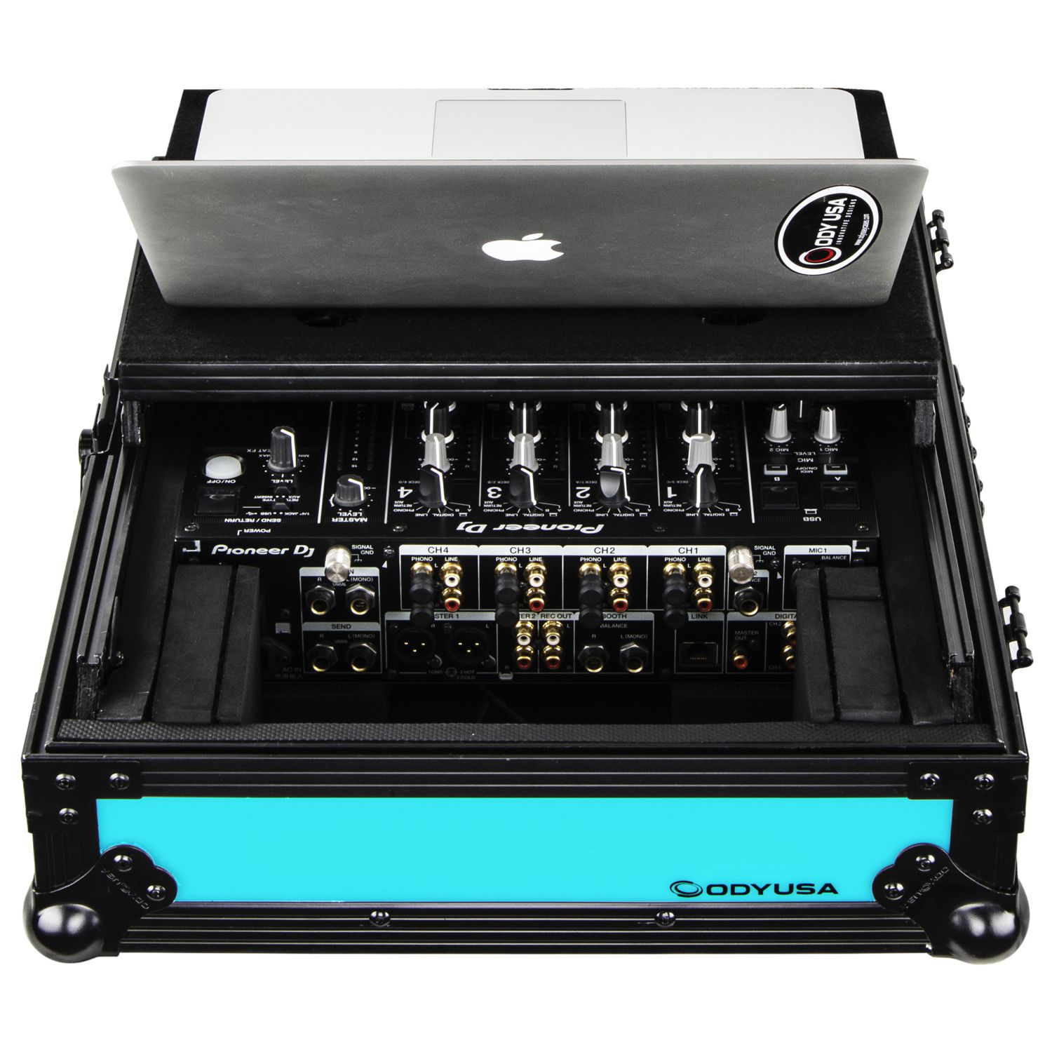 Black Low Profile Extra Deep Universal 12" Format DJ Mixer Case with Glide Platform and LED Panel - Image 4