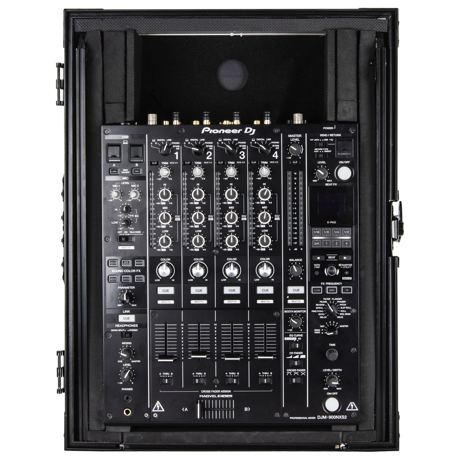 Black Low Profile Extra Deep Universal 12" Format DJ Mixer Case with Glide Platform and LED Panel - Image 5