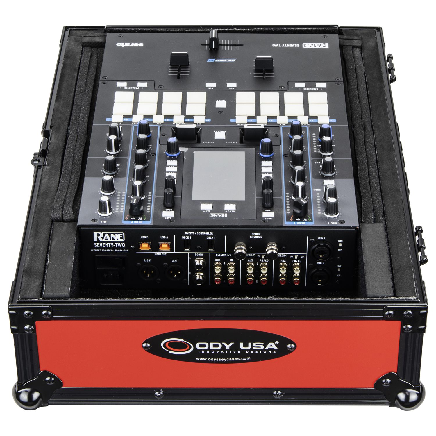 DESIGNER DJ™ Universal 12-inch Format Extra Deep Black on Red DJ Mixer Case - Image 2