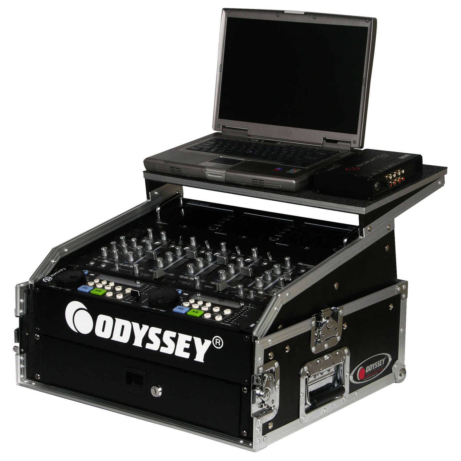 10U Top Slanted 2U Vertical Combo Rack with Gliding Platform