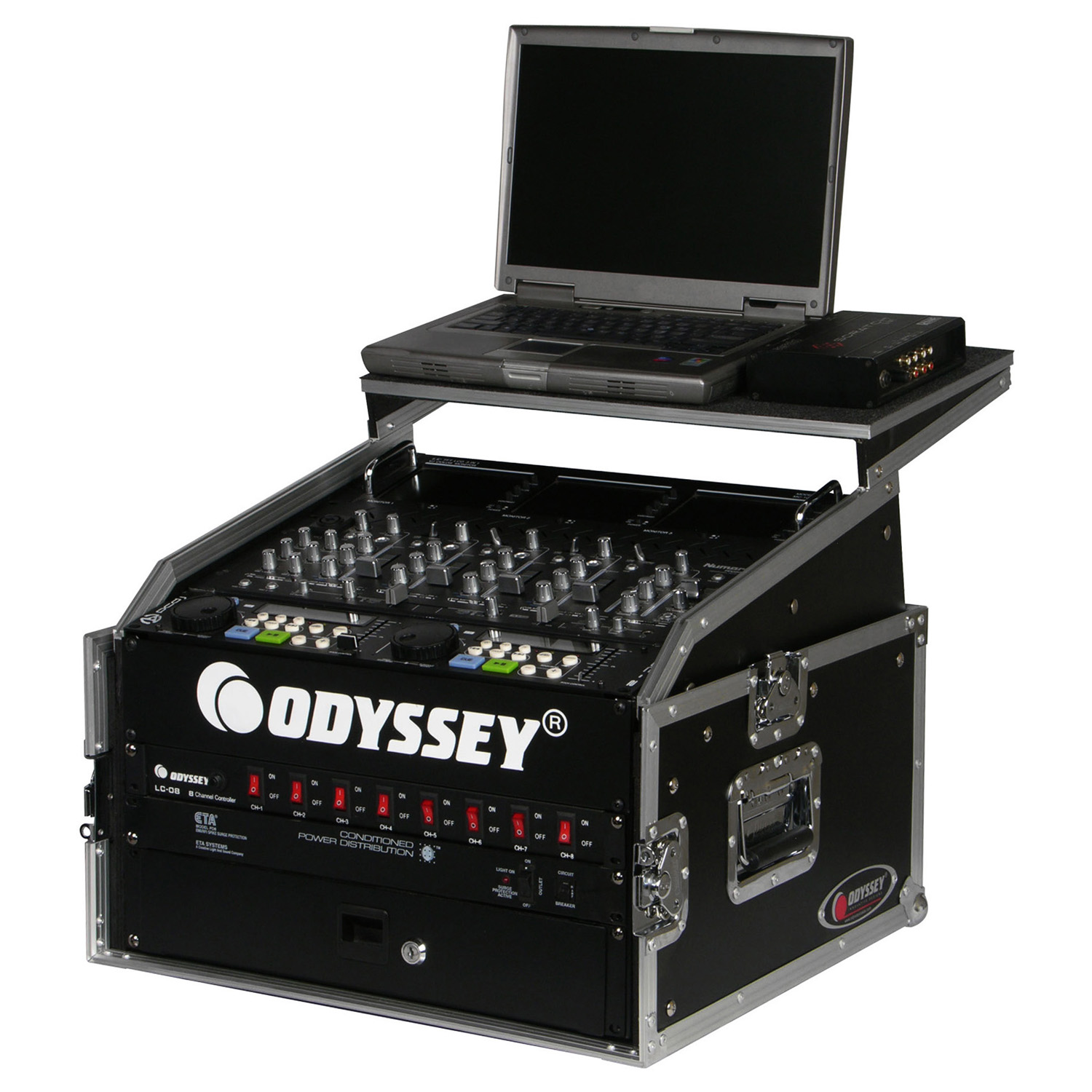 10U Top Slanted 4U Vertical Combo Rack with Gliding Platform