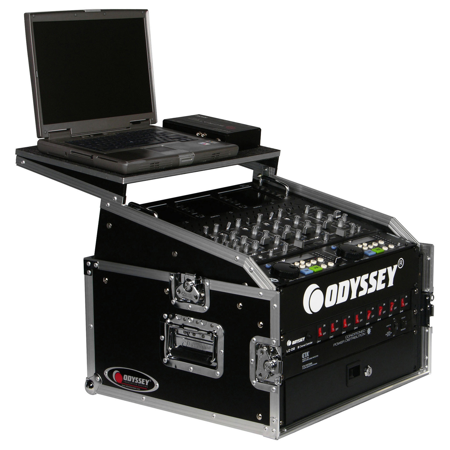 10U Top Slanted 4U Vertical Combo Rack with Gliding Platform - Image 2