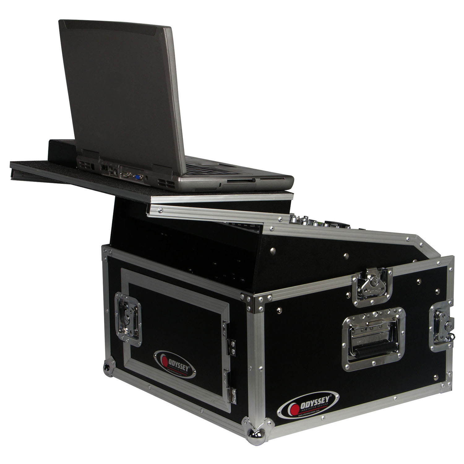 10U Top Slanted 4U Vertical Combo Rack with Gliding Platform - Image 3