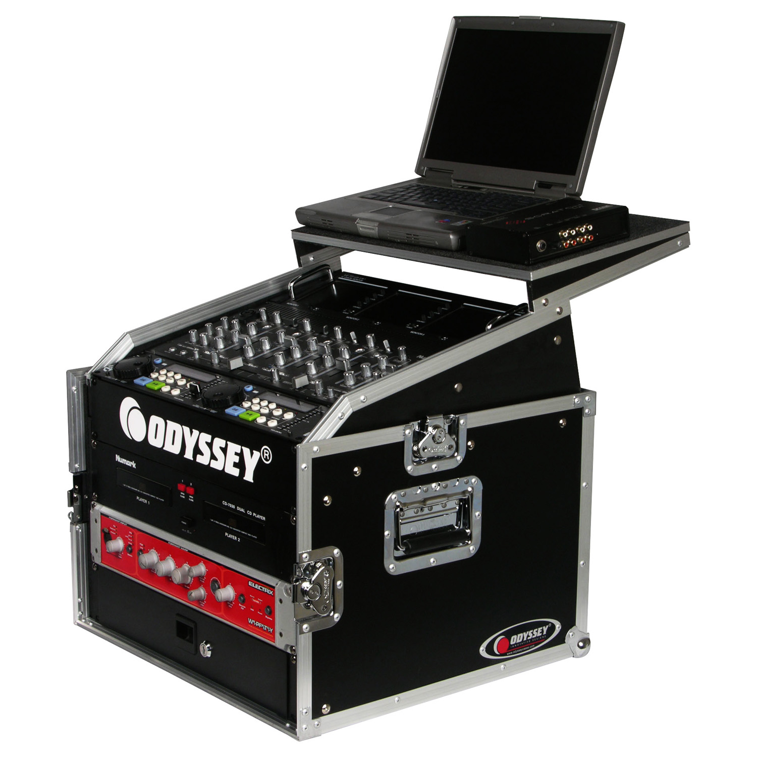 10U Top Slanted 6U Vertical Combo Rack with Gliding Platform