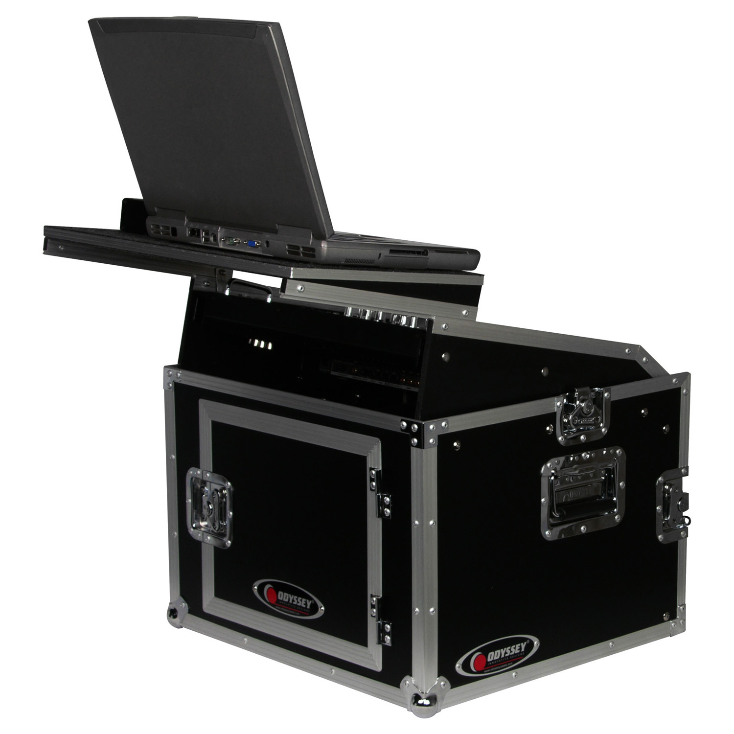 10U Top Slanted 6U Vertical Combo Rack with Gliding Platform - Image 3