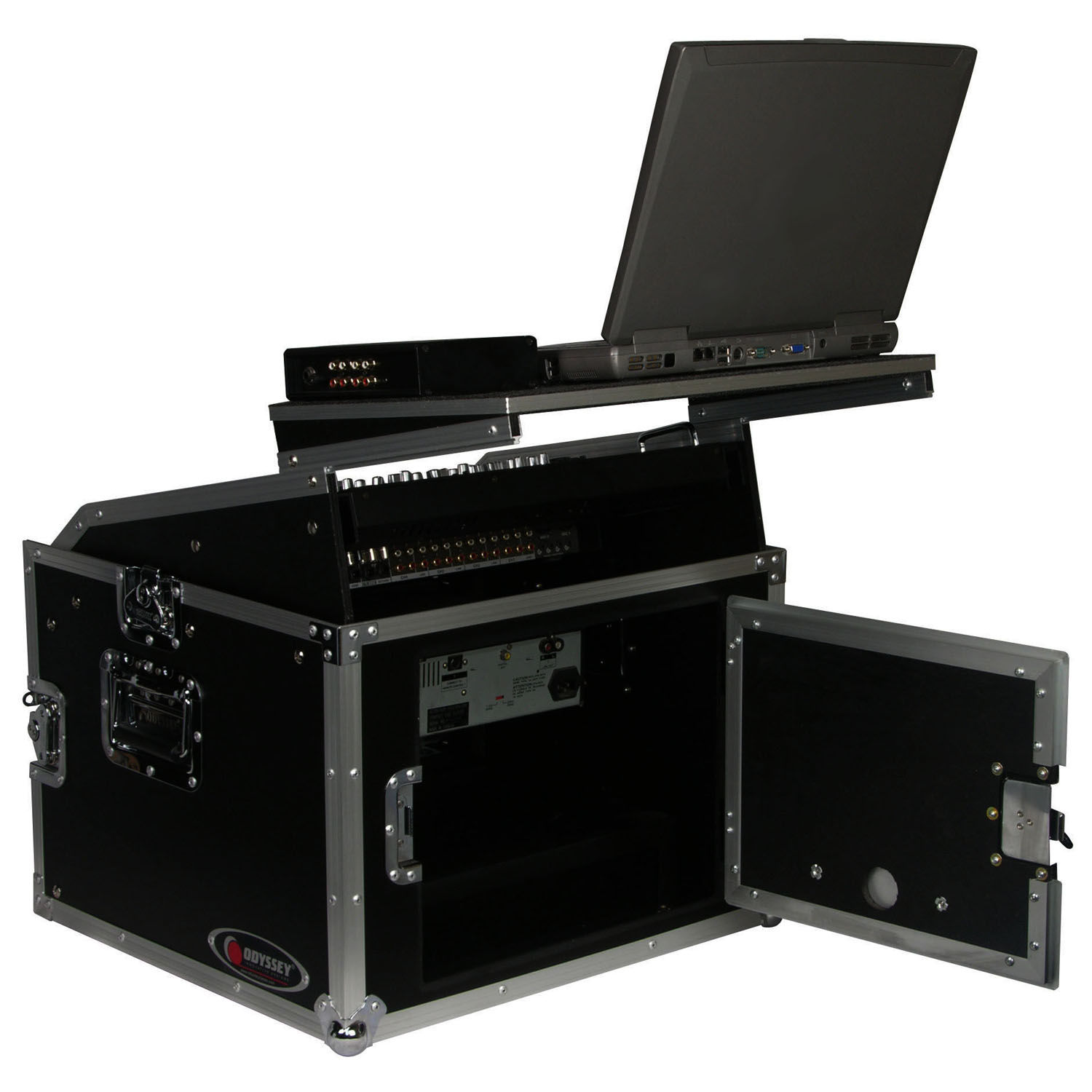 10U Top Slanted 6U Vertical Combo Rack with Gliding Platform - Image 4