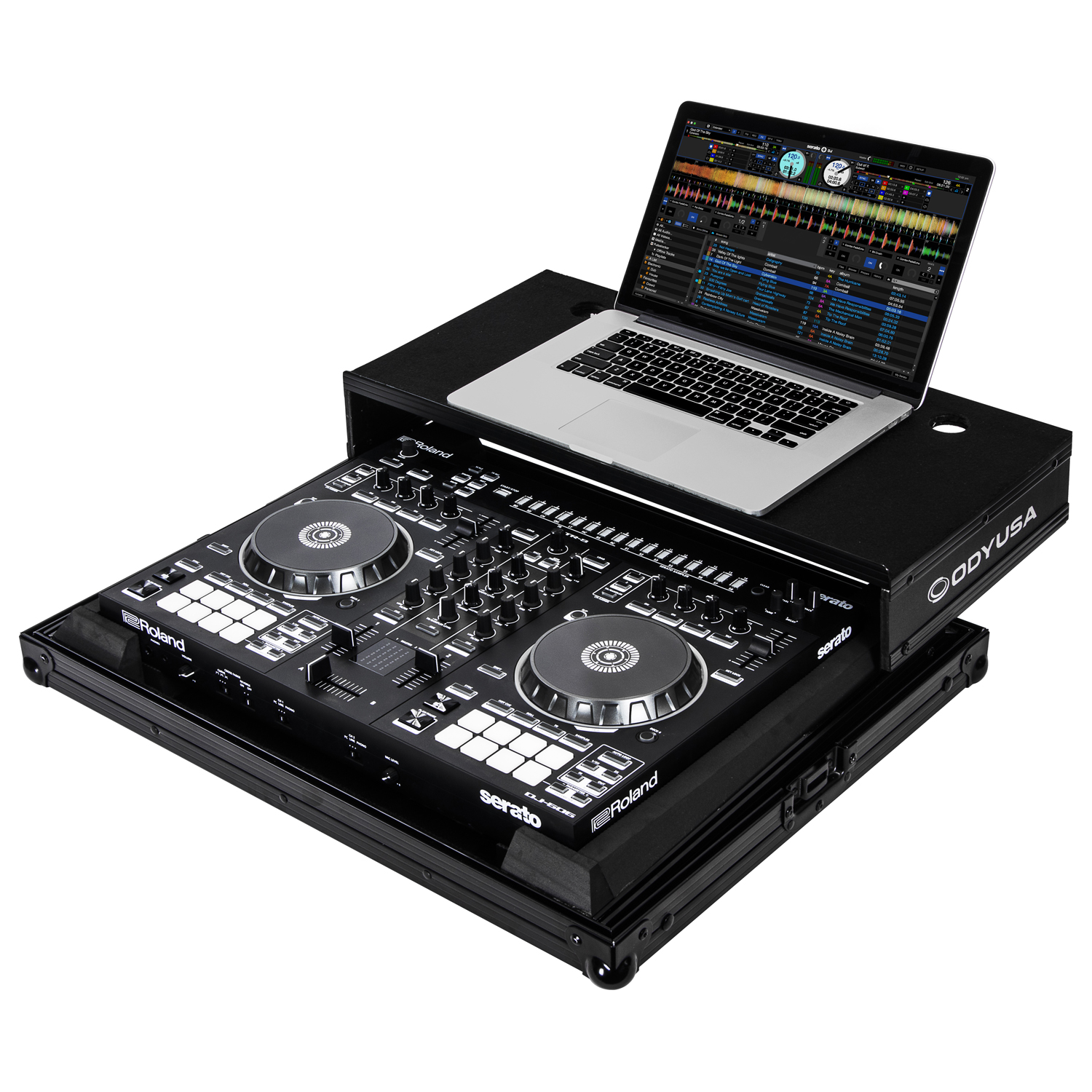 Black Low Profile Roland DJ-505 Case with Glide Platform