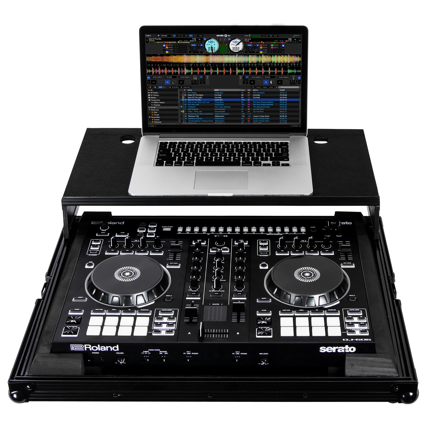 Black Low Profile Roland DJ-505 Case with Glide Platform - Image 2