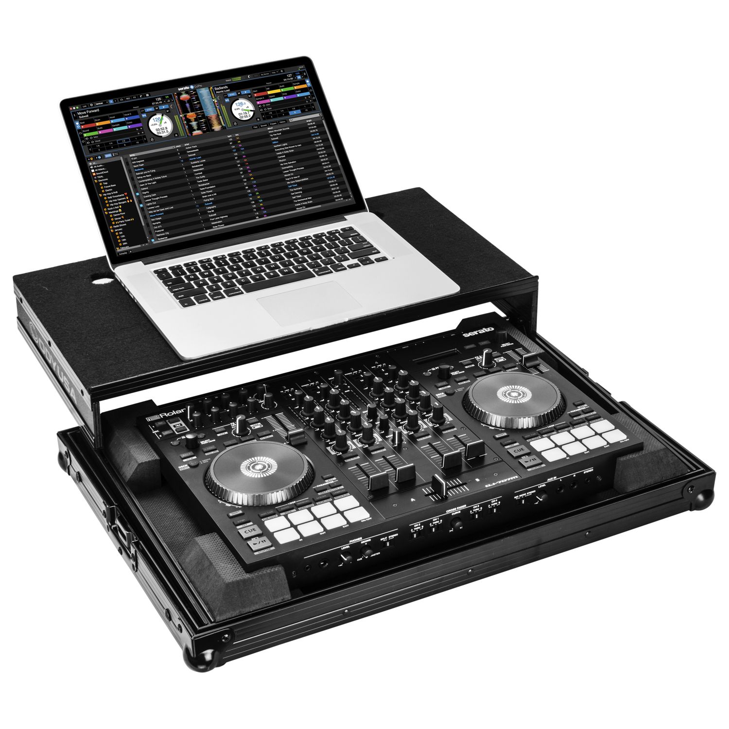 Roland DJ-707M Black Low Profile Case with Patented Glide Laptop Platform - Image 3