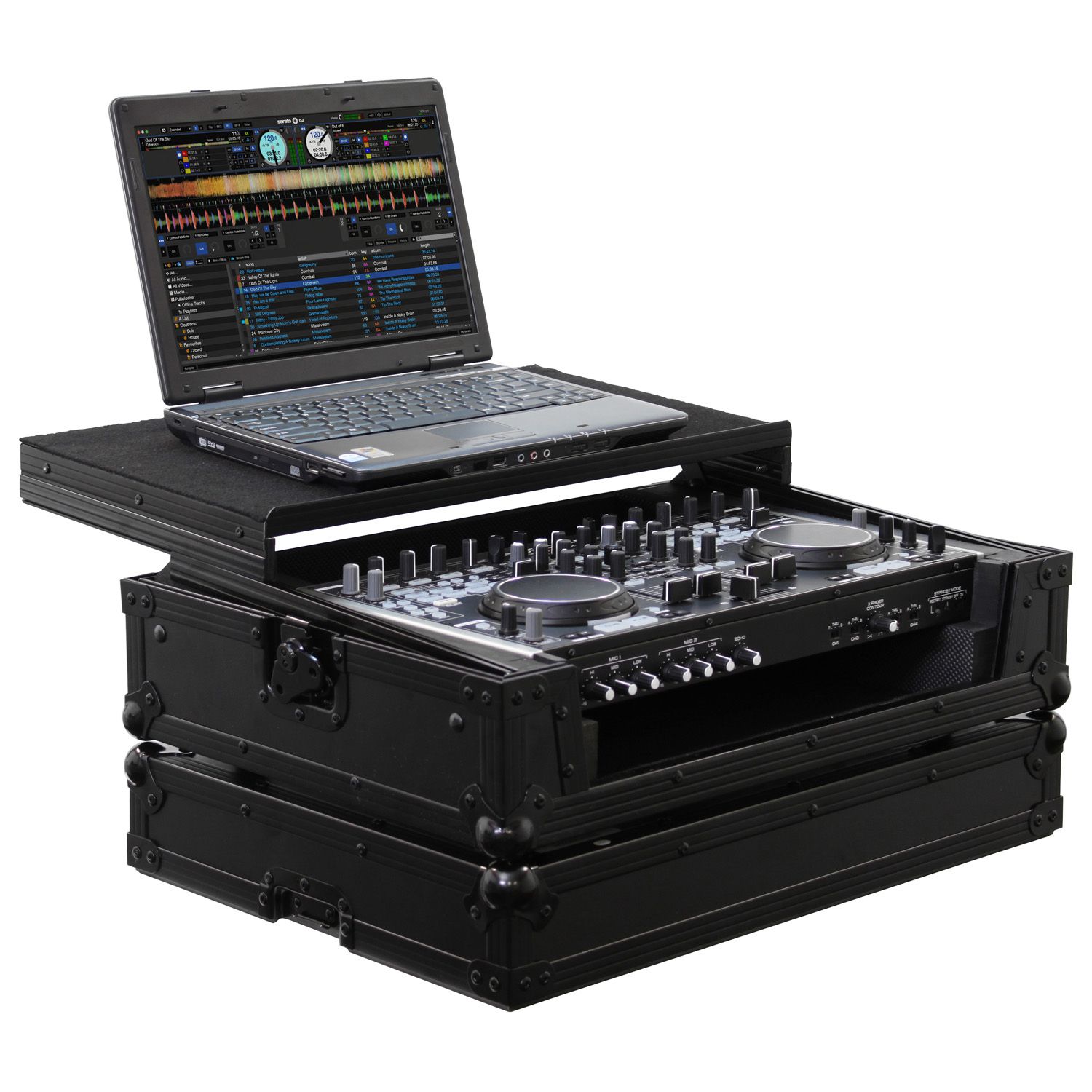 Black Denon DN-MC3000 / DN-MC6000 / DN-MC6000MK2 Case with Glide Platform
