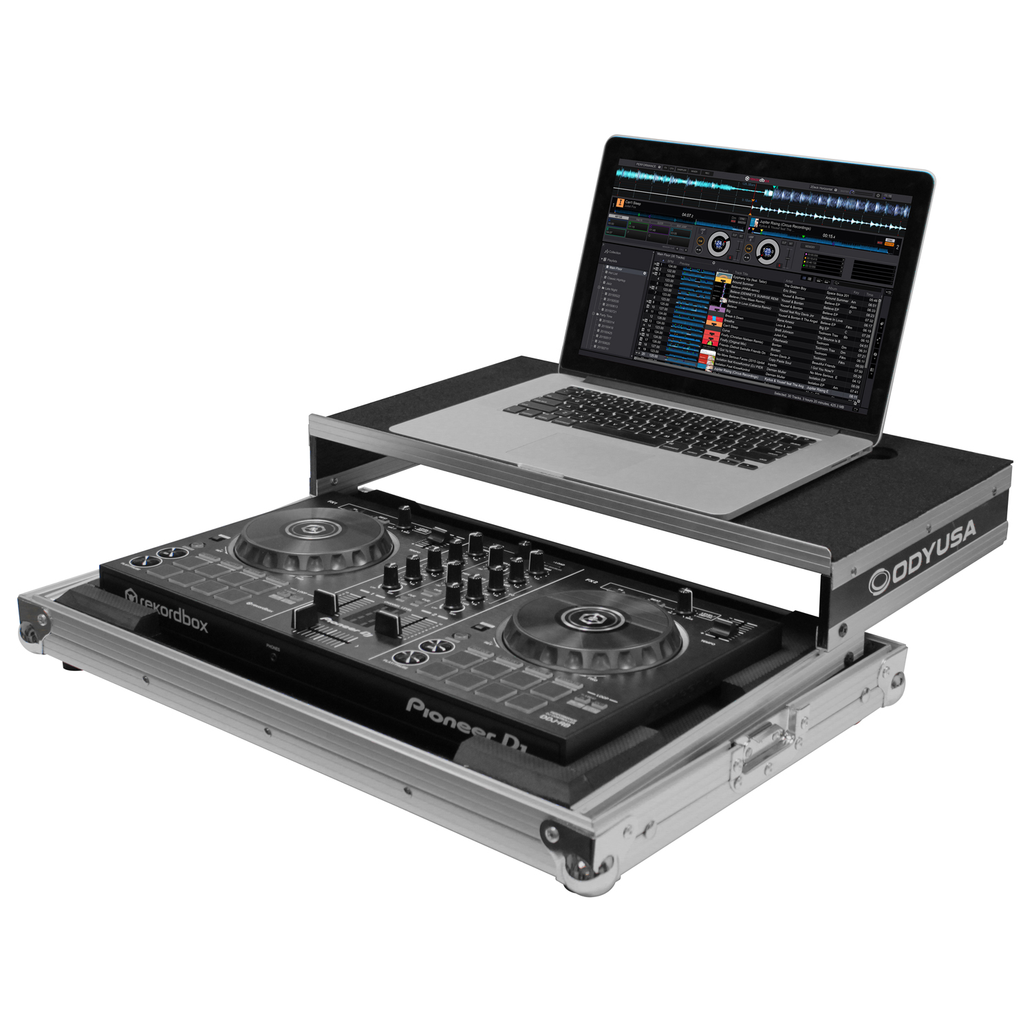 Low Profile Pioneer DDJ-400 / DDJ-RB / DDJ-SB3 Flight Case with Glide Platform