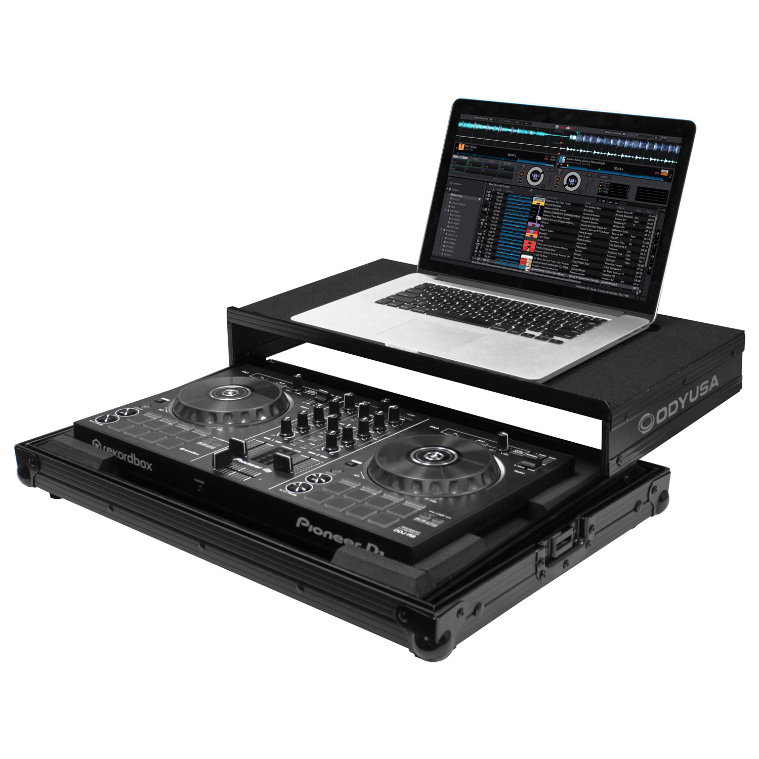 Black Low Profile Pioneer DDJ-400 / DDJ-RB / DDJ-SB3 Flight Case with Glide Platform