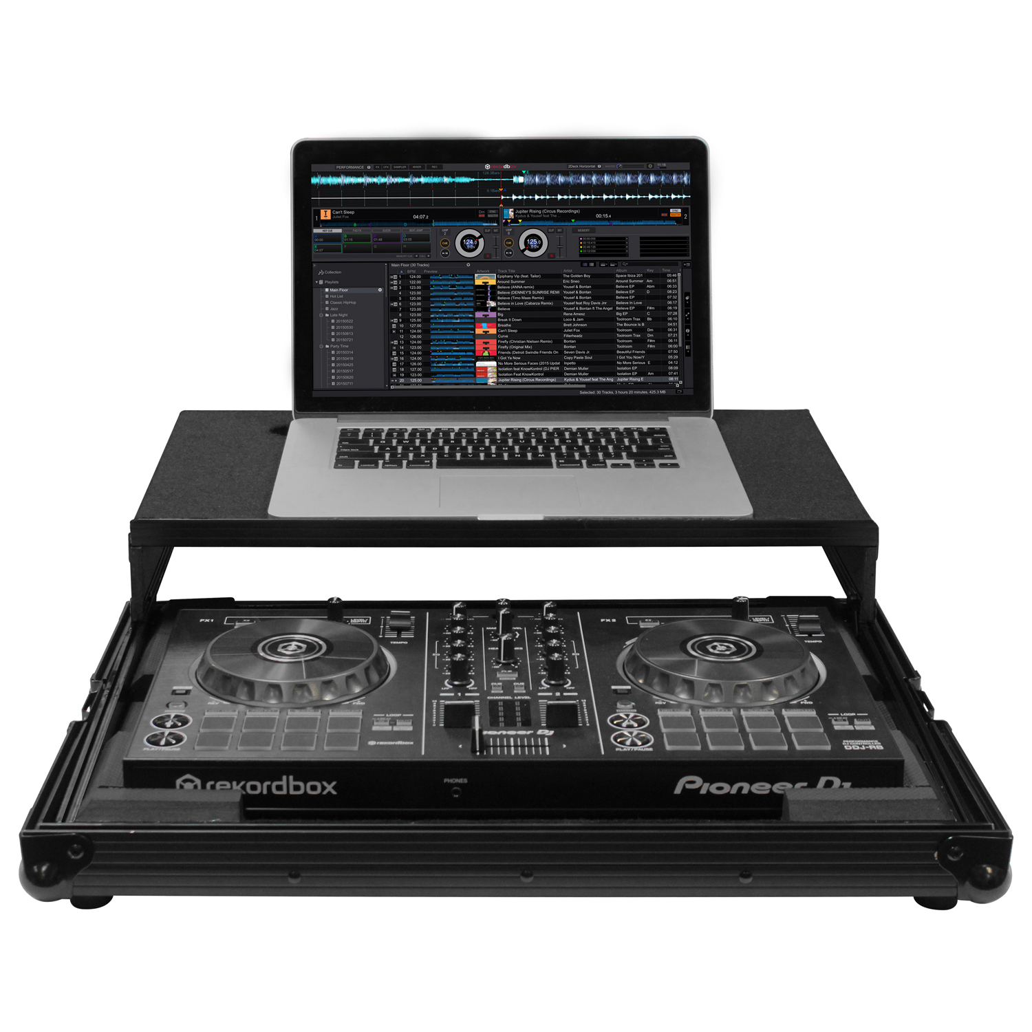 Black Low Profile Pioneer DDJ-400 / DDJ-RB / DDJ-SB3 Flight Case with Glide Platform - Image 2