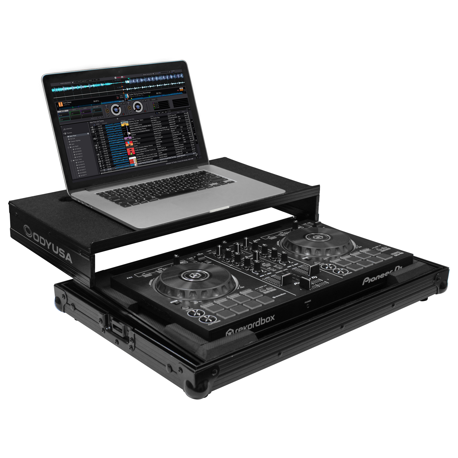 Black Low Profile Pioneer DDJ-400 / DDJ-RB / DDJ-SB3 Flight Case with Glide Platform - Image 3