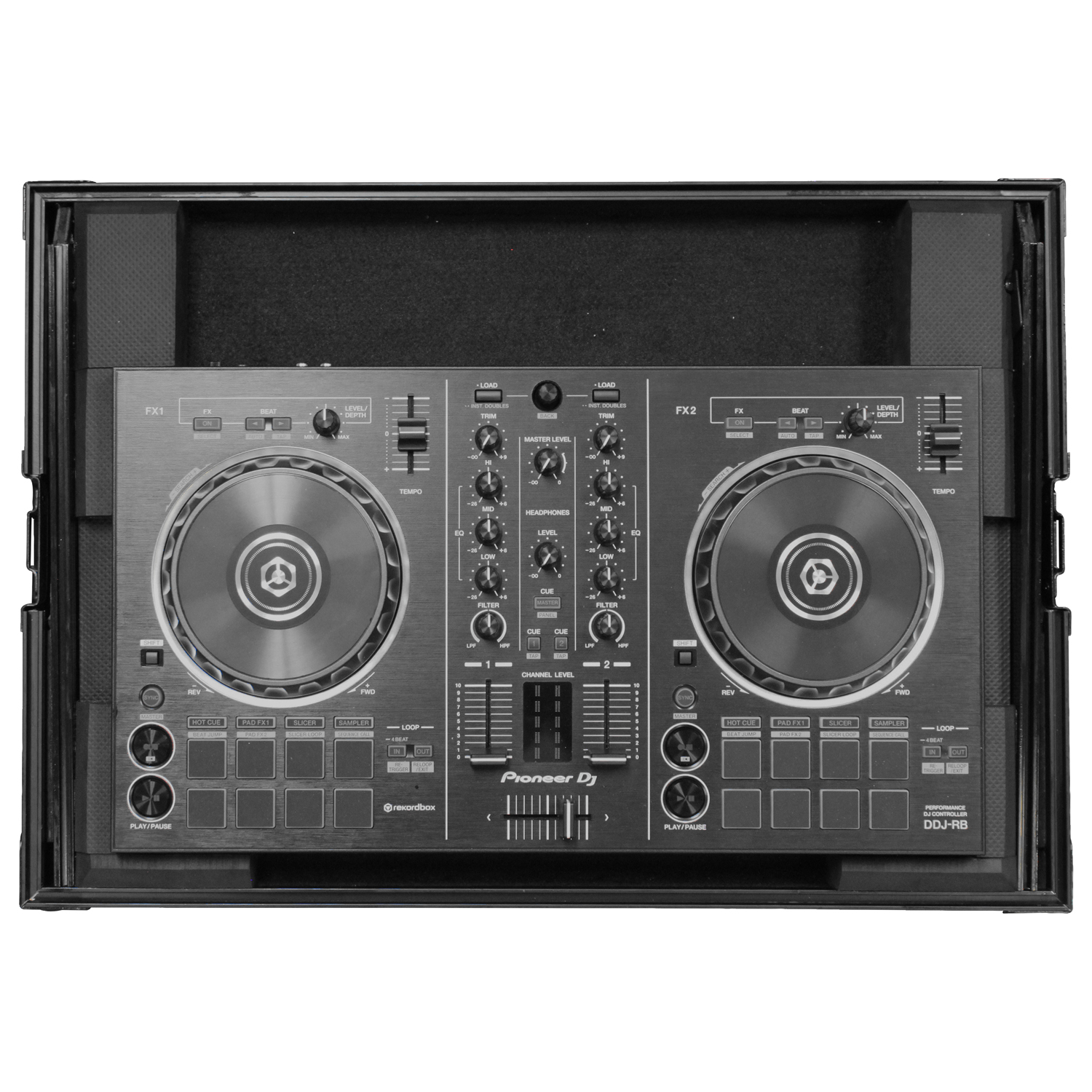 Black Low Profile Pioneer DDJ-400 / DDJ-RB / DDJ-SB3 Flight Case with Glide Platform - Image 6