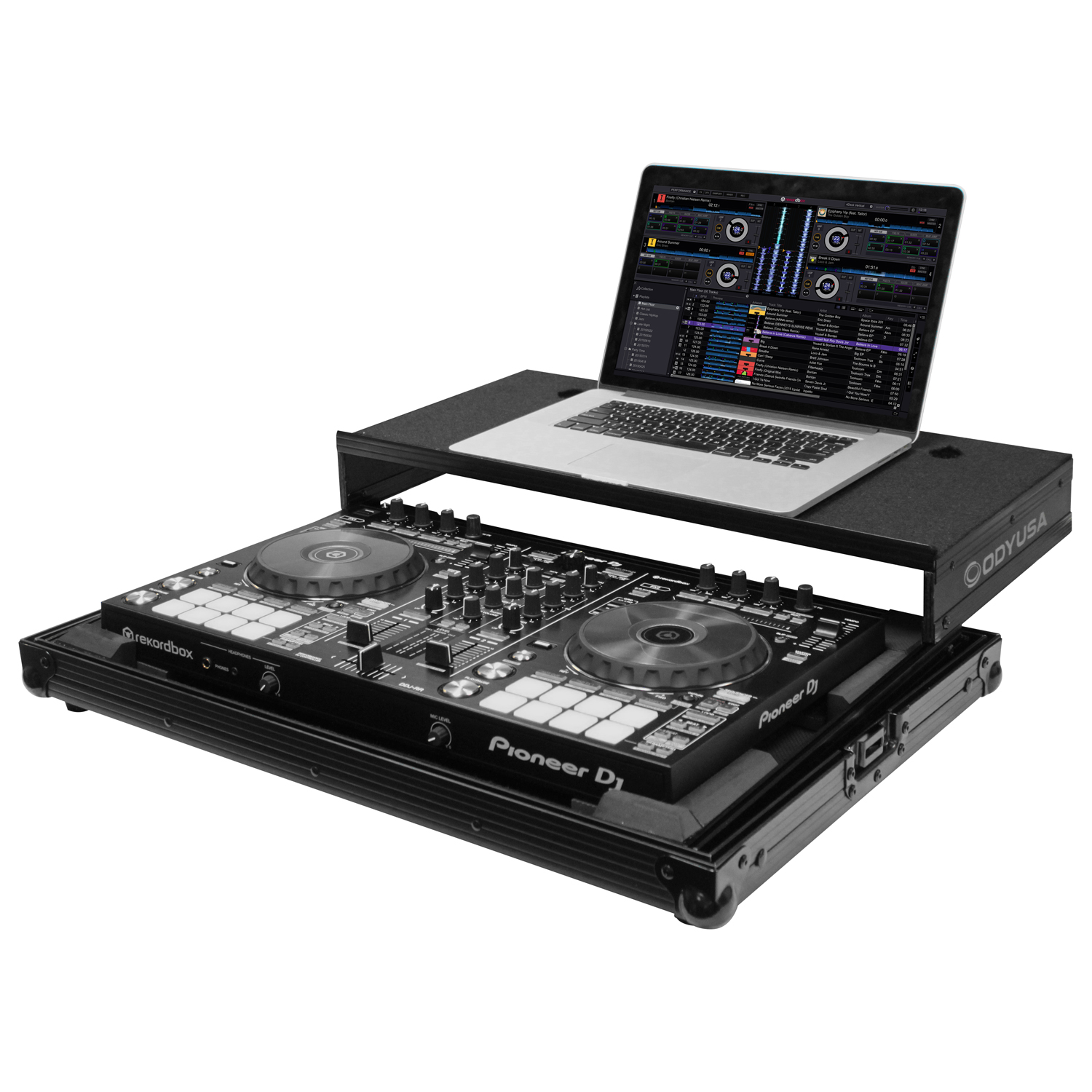 Black Low Profile Pioneer DDJ-RR / DDJ-SR / DDJ-SR2 Flight Case with Glide Platform