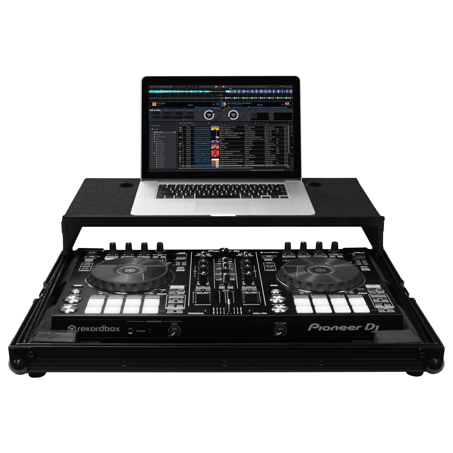 Black Low Profile Pioneer DDJ-RR / DDJ-SR / DDJ-SR2 Flight Case with Glide Platform - Image 2