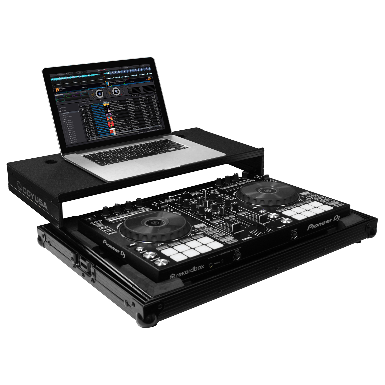 Black Low Profile Pioneer DDJ-RR / DDJ-SR / DDJ-SR2 Flight Case with Glide Platform - Image 3