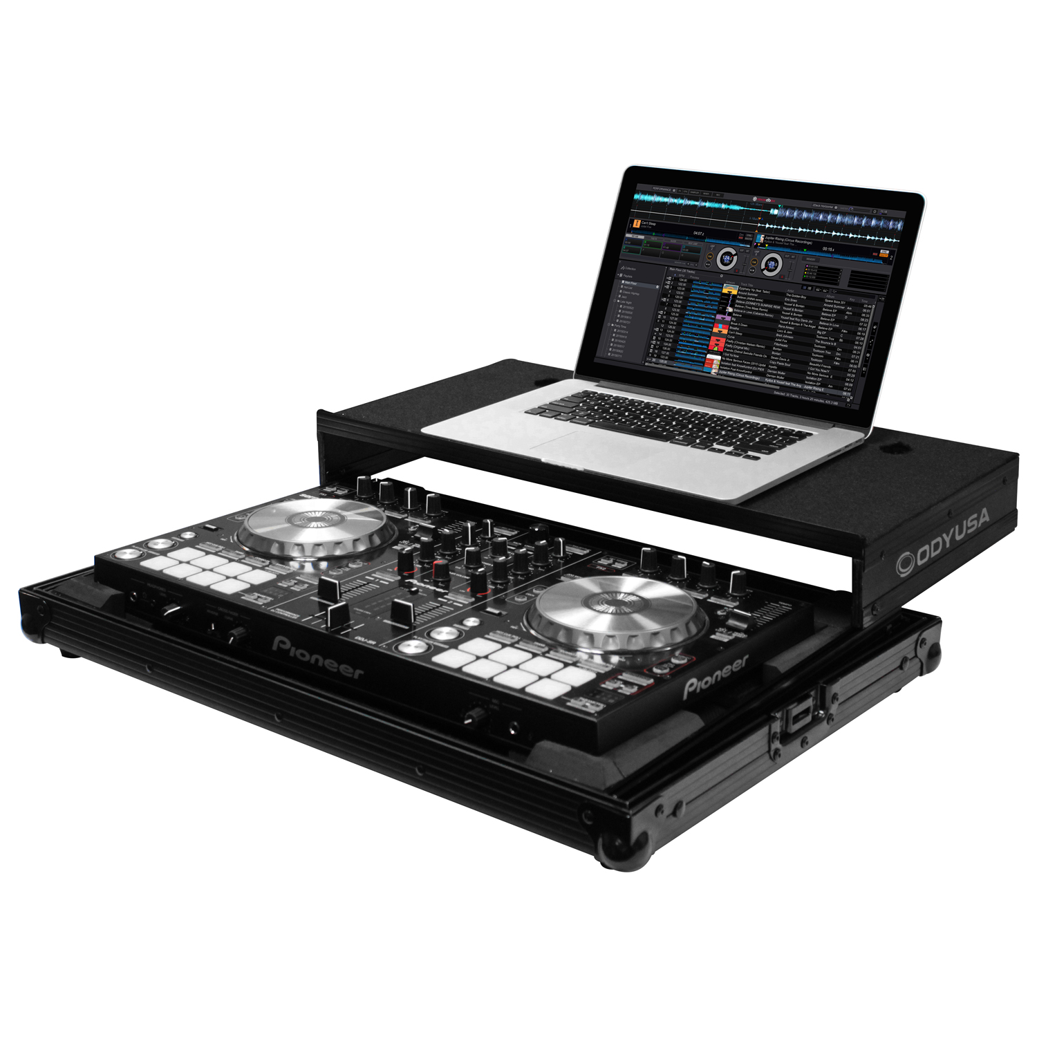 Black Low Profile Pioneer DDJ-RR / DDJ-SR / DDJ-SR2 Flight Case with Glide Platform - Image 11