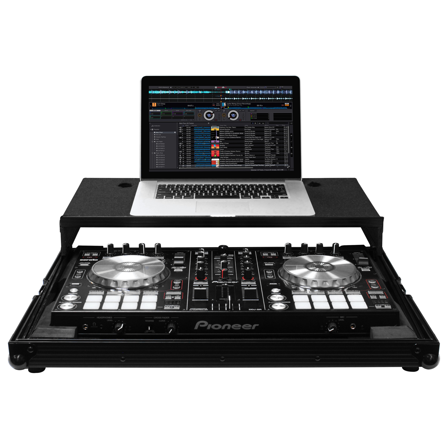 Black Low Profile Pioneer DDJ-RR / DDJ-SR / DDJ-SR2 Flight Case with Glide Platform - Image 12