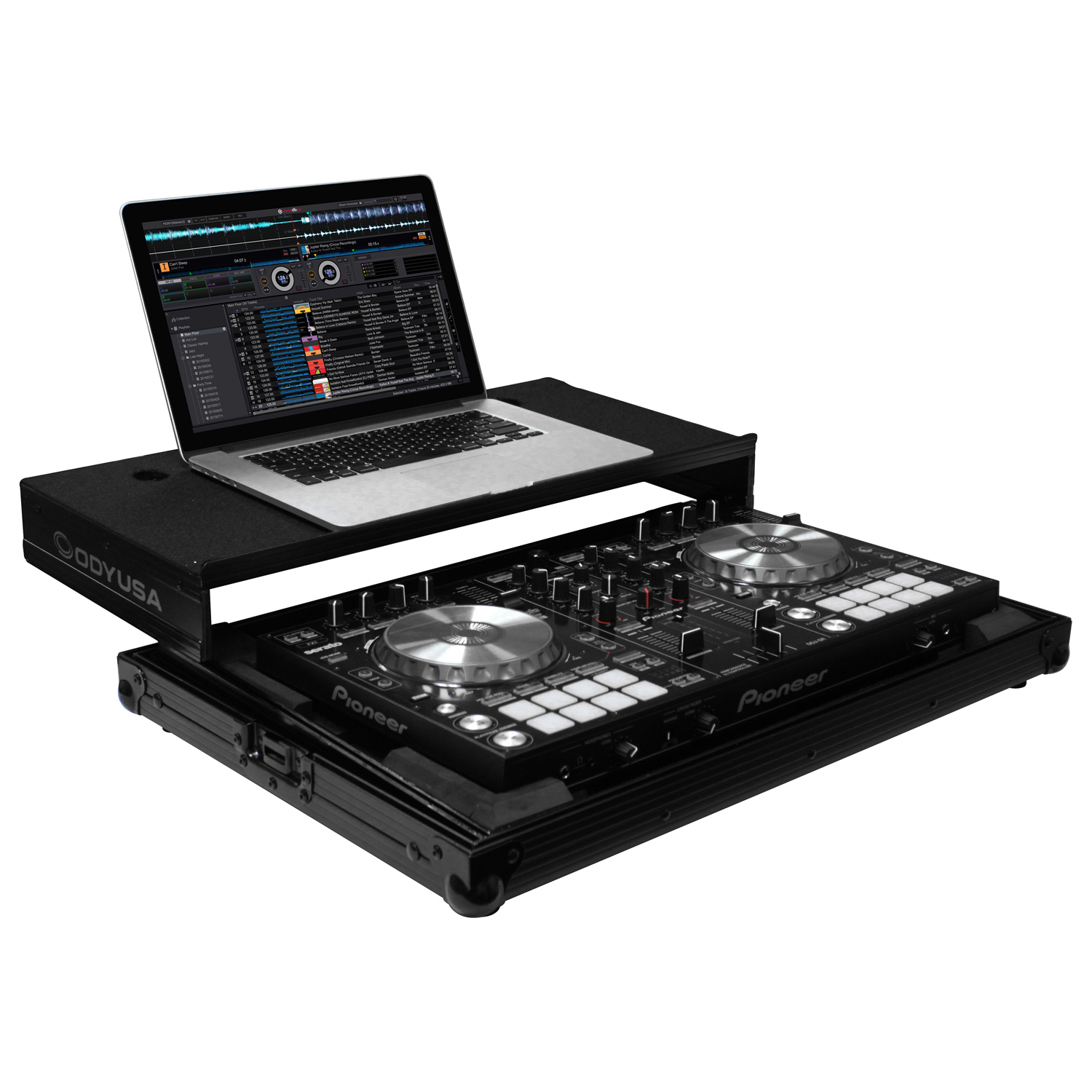 Black Low Profile Pioneer DDJ-RR / DDJ-SR / DDJ-SR2 Flight Case with Glide Platform - Image 13