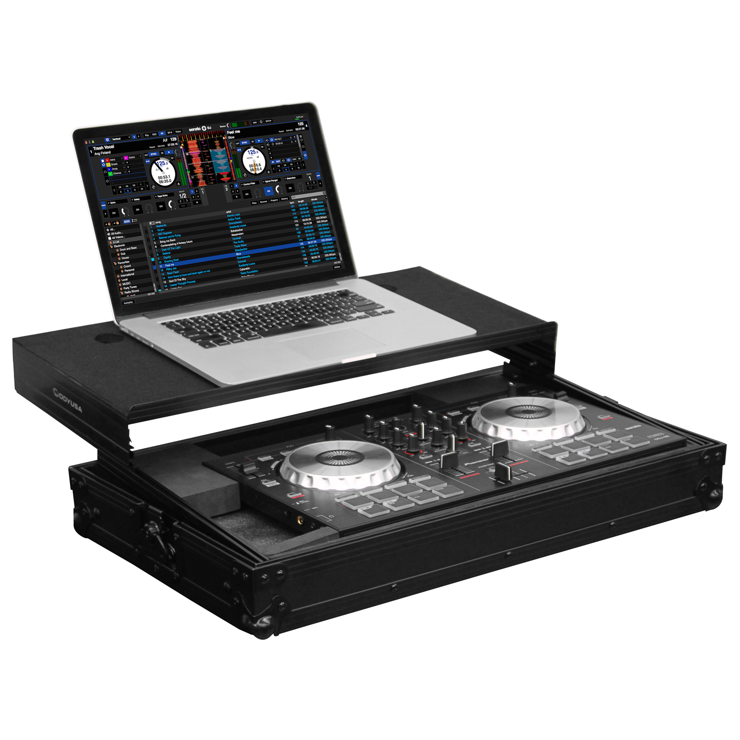 Black Pioneer DDJ-SB / DDJ-SB2 / Numark Mixtrack Pro II Case with Glide Platform