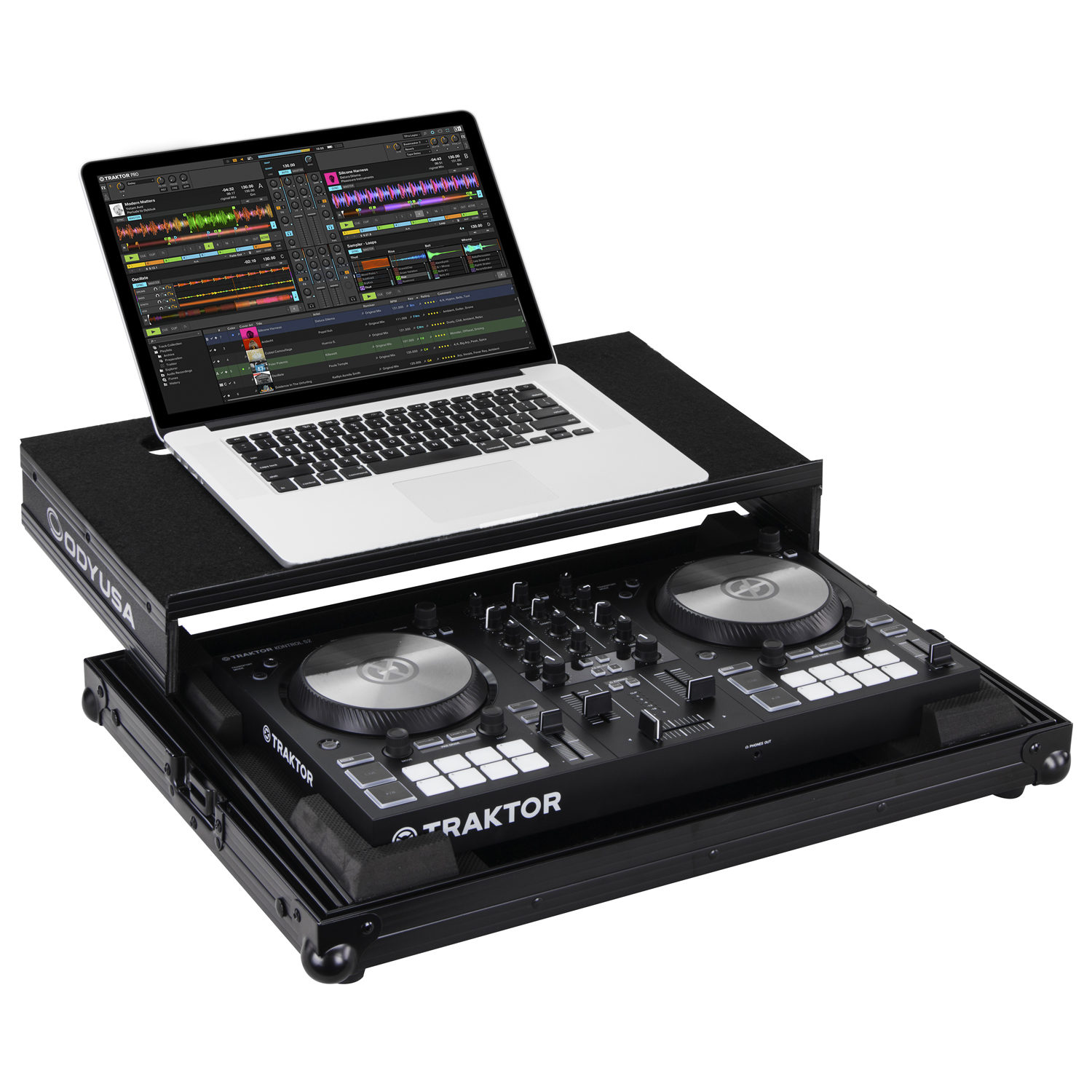 Black Low Profile Native Instruments Traktor Kontrol S2 MK3 Case with Glide Platform - Image 3