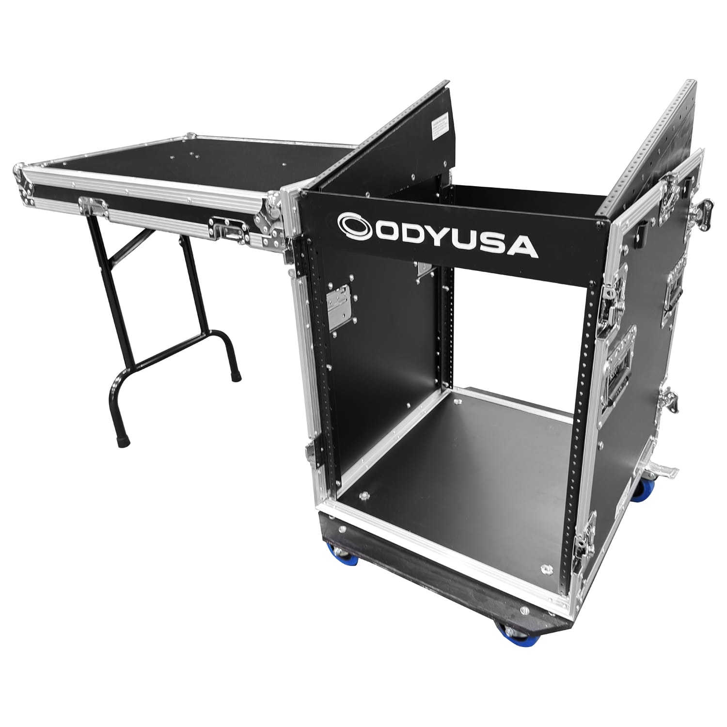 11U Top Slanted 12U Vertical Pro Combo Rack with Side Table and Casters - Image 6