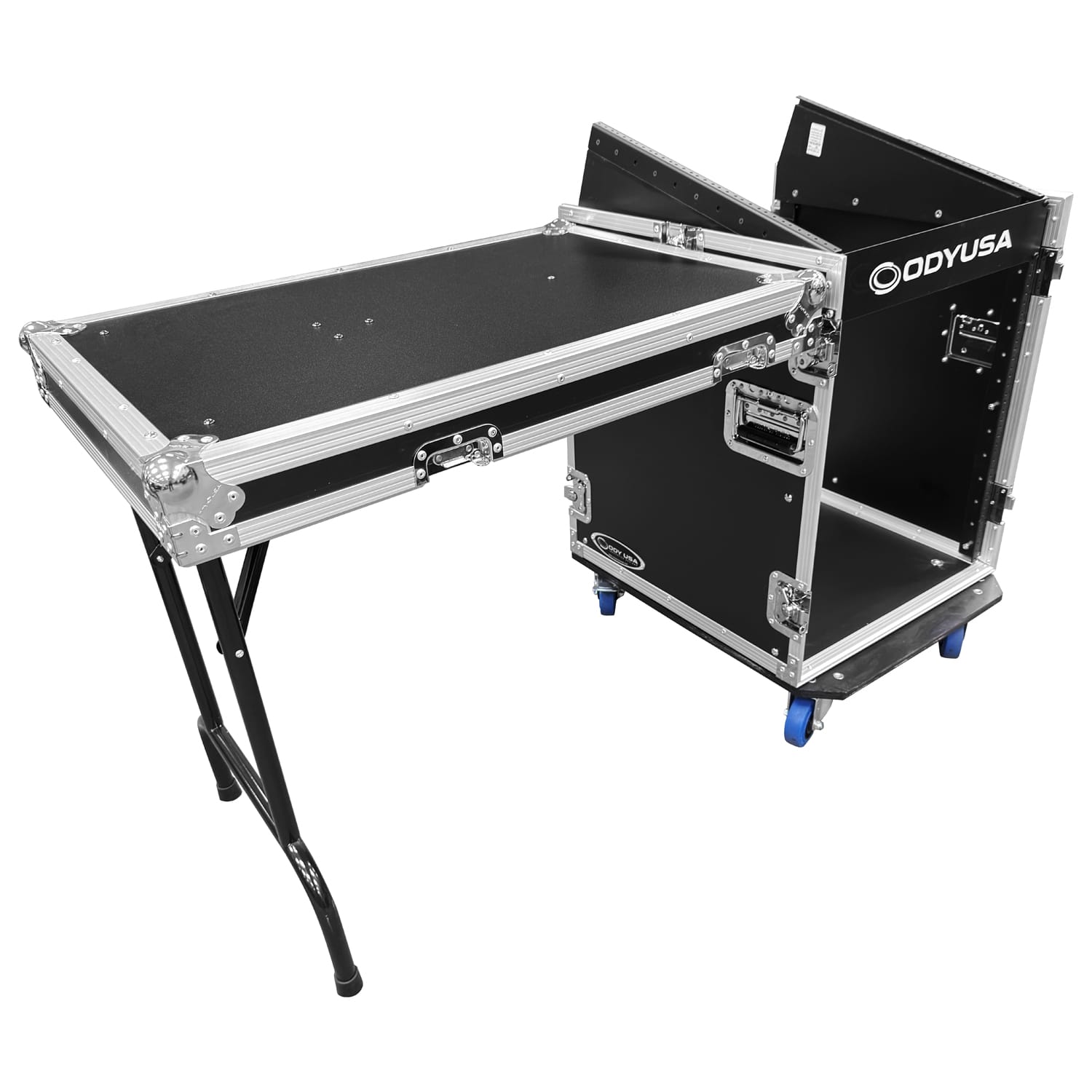 11U Top Slanted 12U Vertical Pro Combo Rack with Side Table and Casters - Image 5