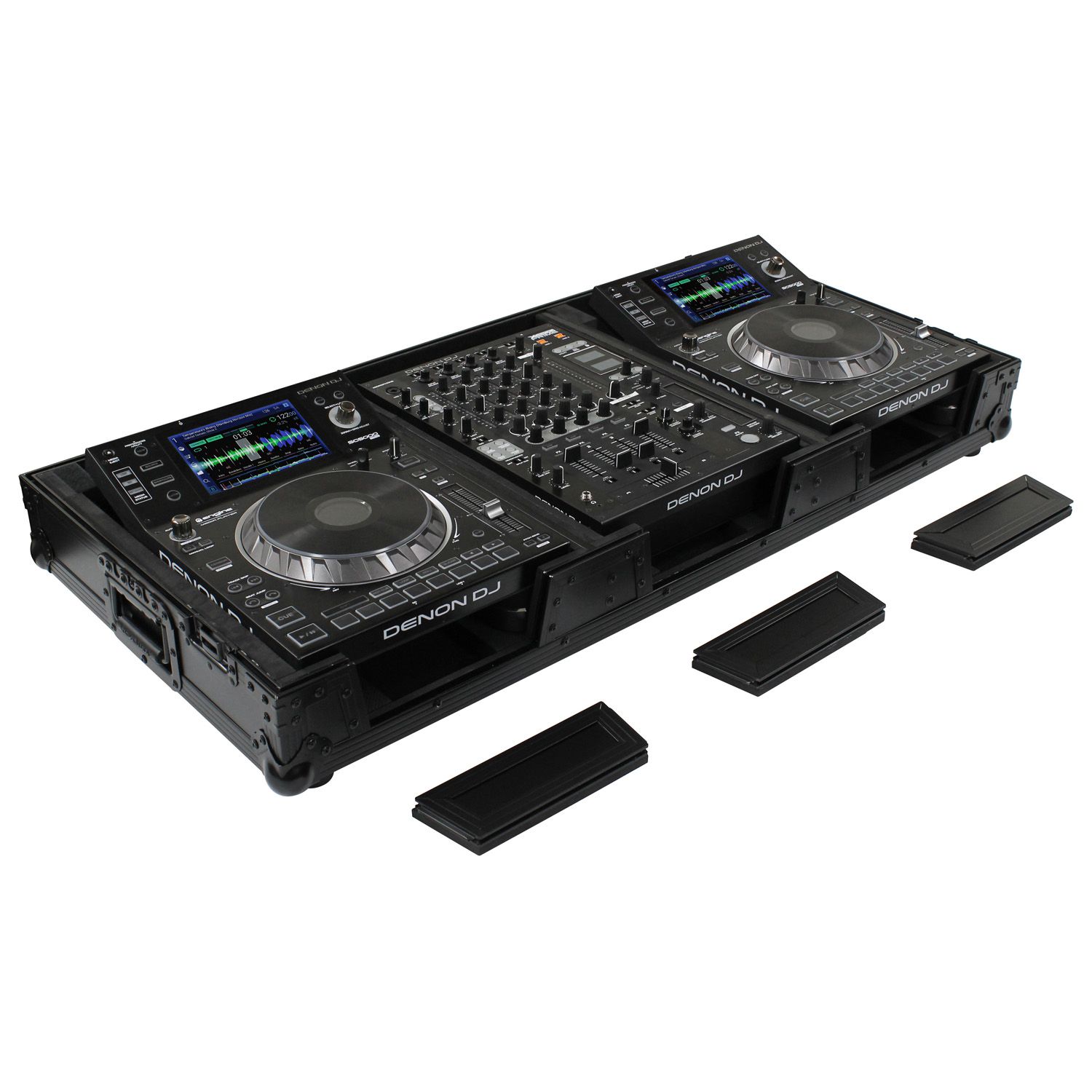 Black 12" Format DJ Mixer and Two Large Format Media Players Coffin Flight Case with Extra Deep Rear Compartment - Image 3