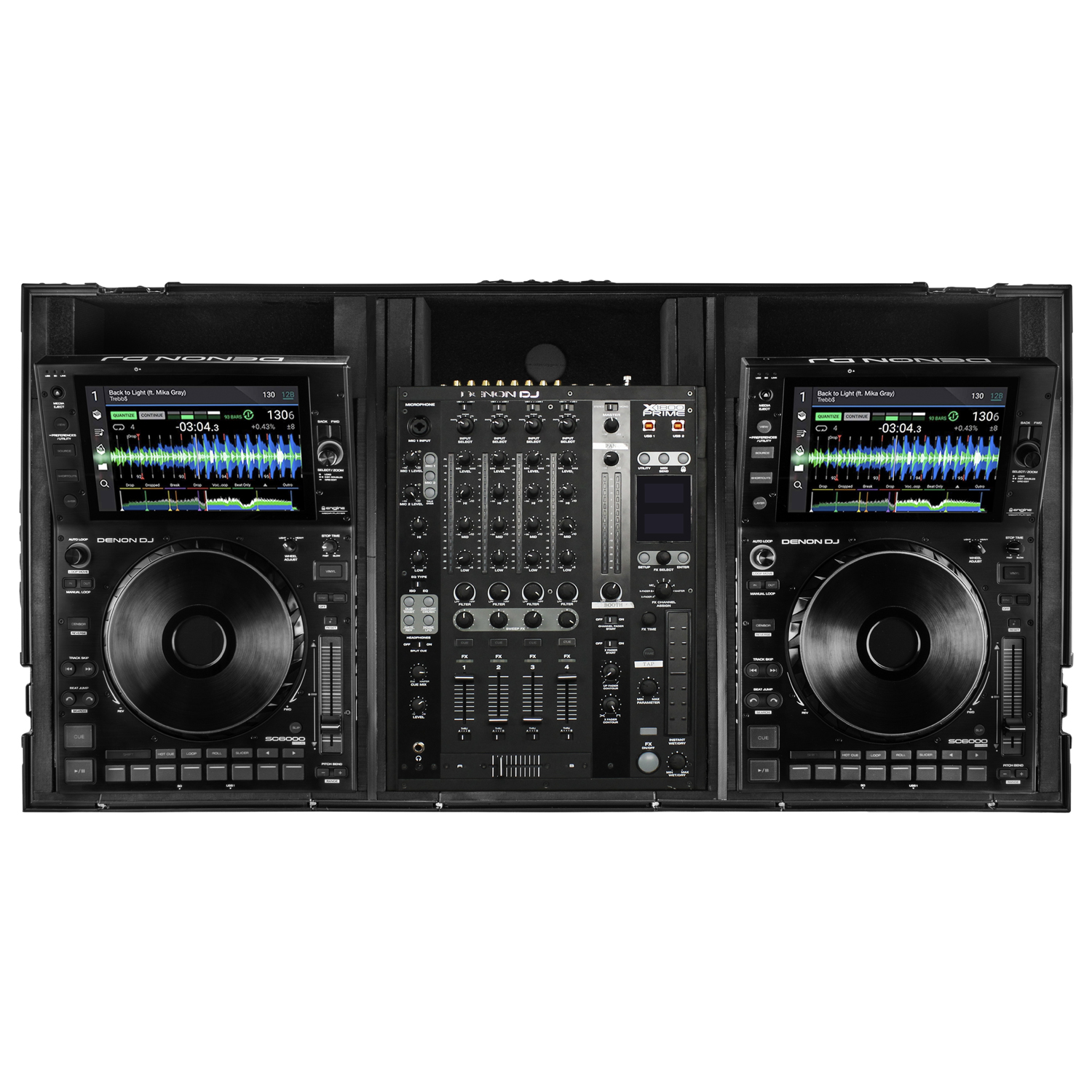 Black 12" Format DJ Mixer and Two Large Format Media Players Coffin Flight Case with Extra Deep Rear Compartment - Image 11