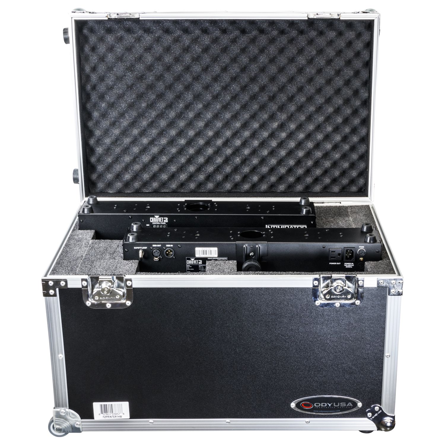 Dual Chauvet Intimidator Spot Duo 155 Flight Case with Pullout Handle and Wheels - Image 2
