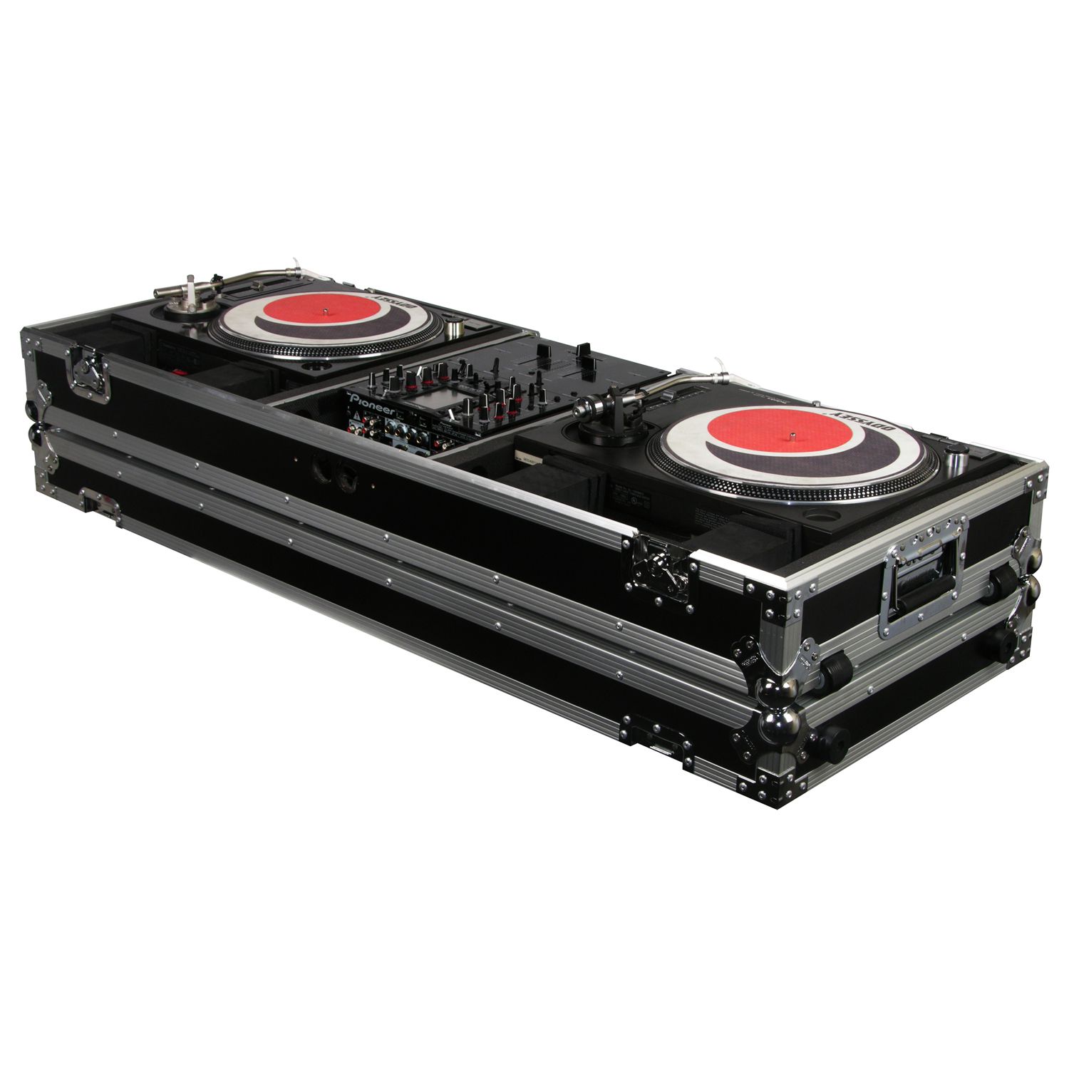 10" Format DJ Mixer and Two Standard Position Turntables Flight Coffin Case with Wheels - Image 2