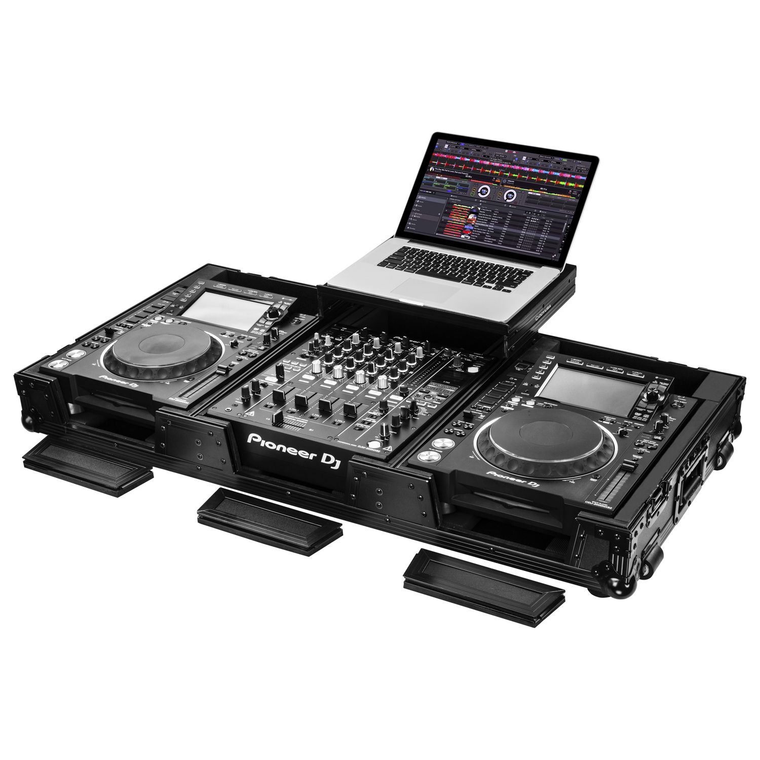 Black Extra Deep Glide Style DJ Coffin for 12" Format Mixers and Large Media Players
