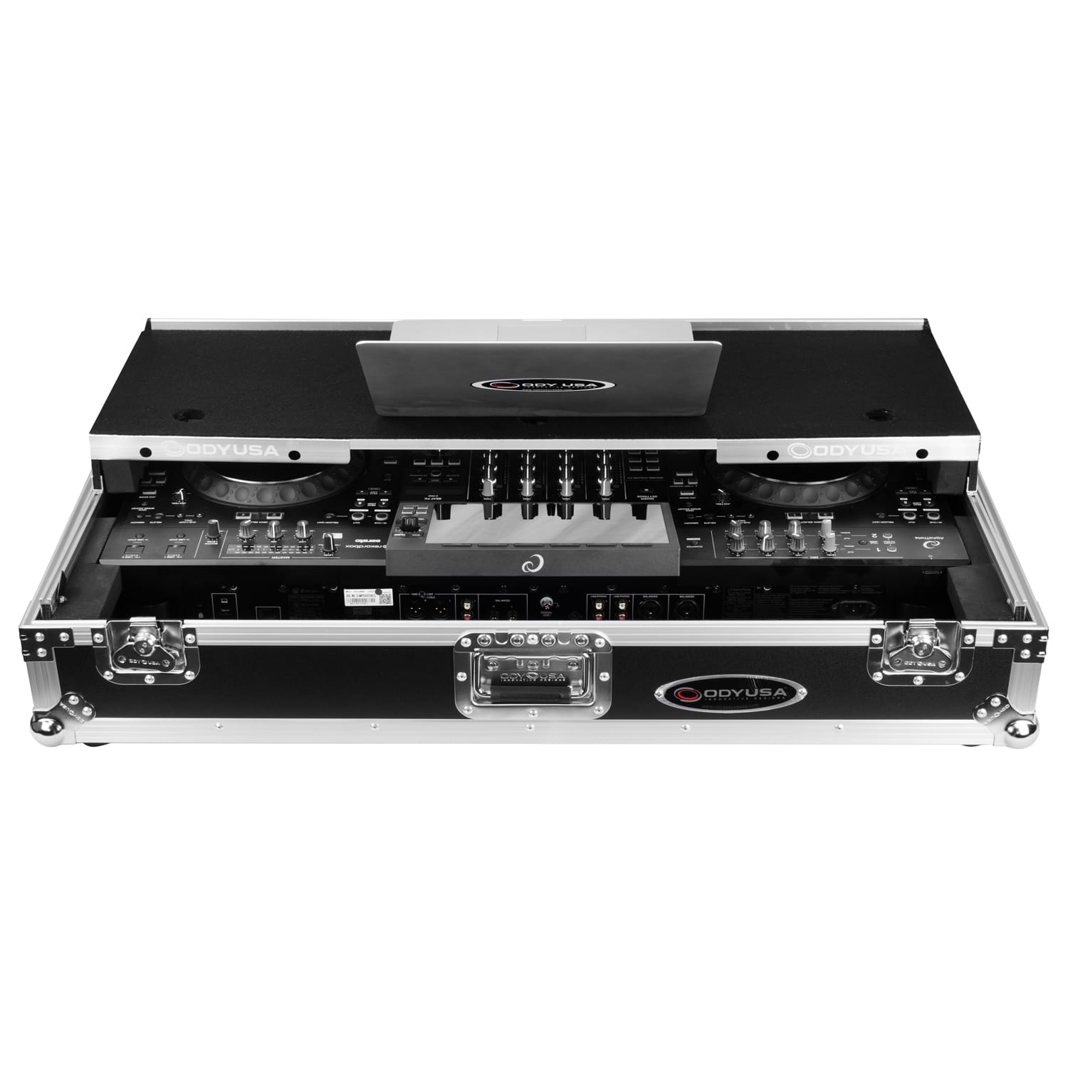 AlphaTheta XDJ-AZ Dual 1U Rack Space Flight Case with Glide Style Laptop Platform and Wheels - Image 4