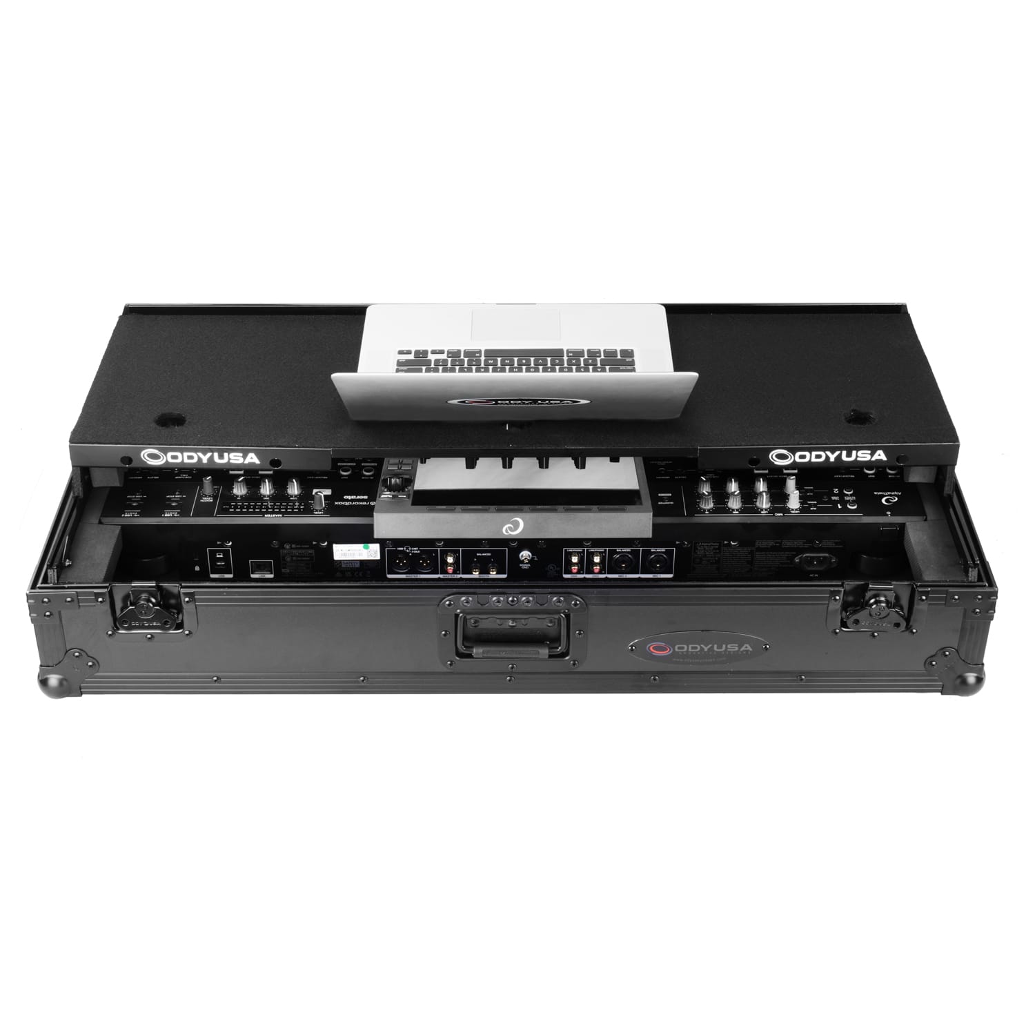 AlphaTheta XDJ-AZ Dual 1U Rack Space Black Label Flight Case with Glide Style Laptop Platform and Wheels - Image 2
