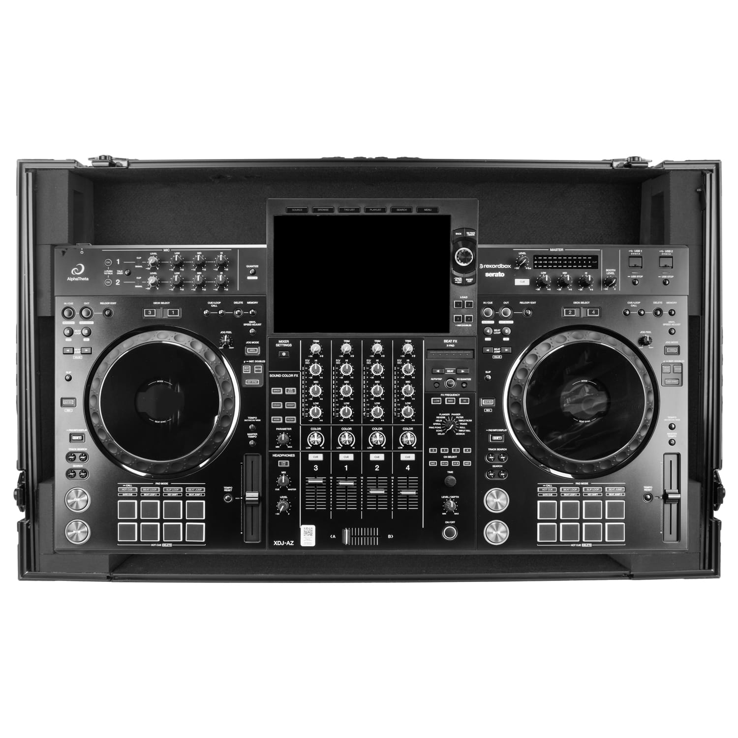 AlphaTheta XDJ-AZ Dual 1U Rack Space Black Label Flight Case with Glide Style Laptop Platform and Wheels - Image 3