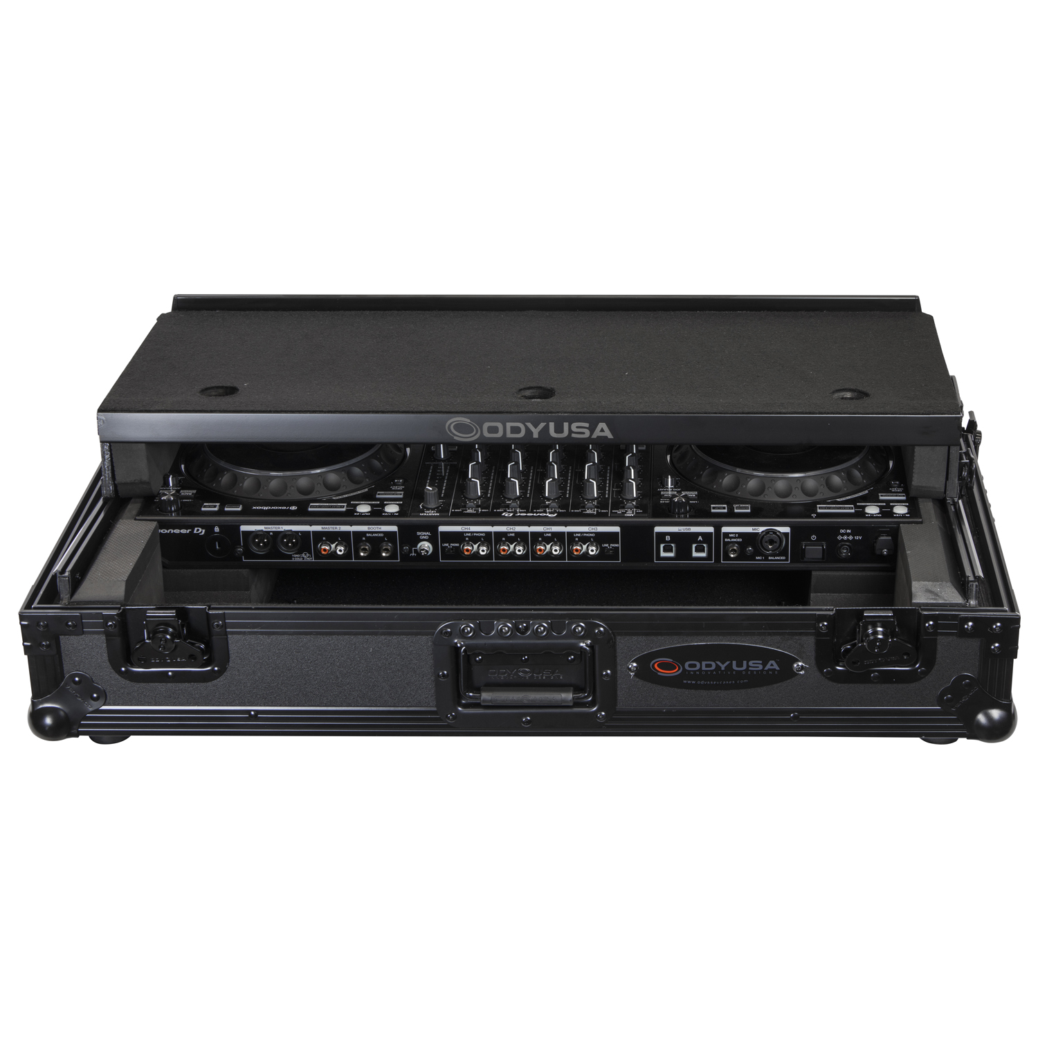 Pioneer DDJ-1000 / DDJ-1000SRT Case in Black with 1U Rack Space and Patented Glide Platform - Image 4