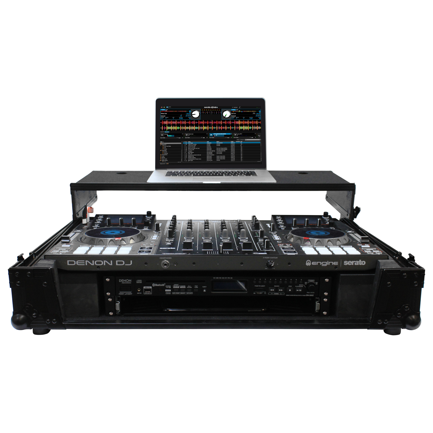 Black Denon MCX8000 Flight Case with 2U Rack Space, Wheels, and Glide Platform - Image 3