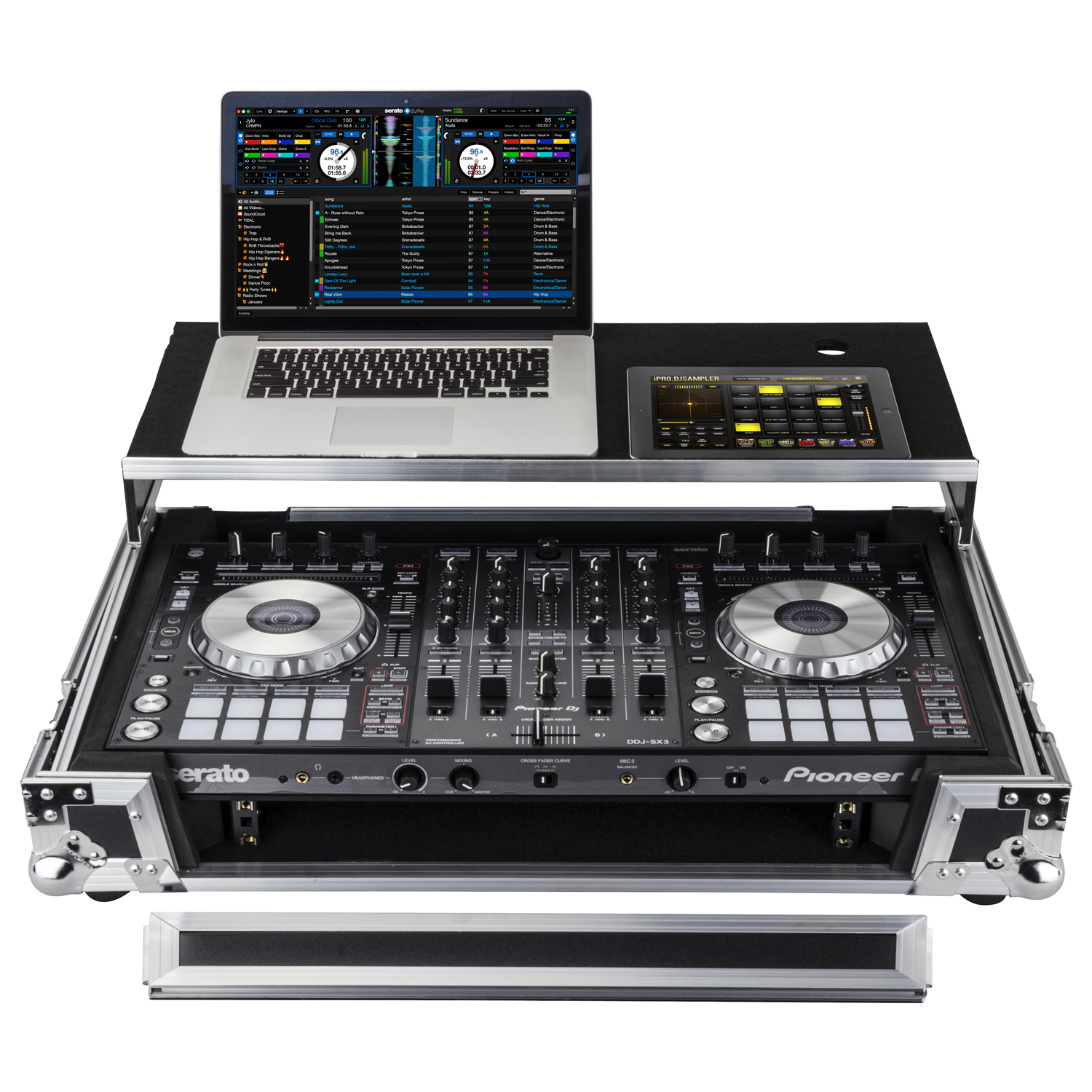 Pioneer DDJ-RX / SX / SX2 / SX3 Flight Case with 1U Rack Space and Glide Platform - Image 2