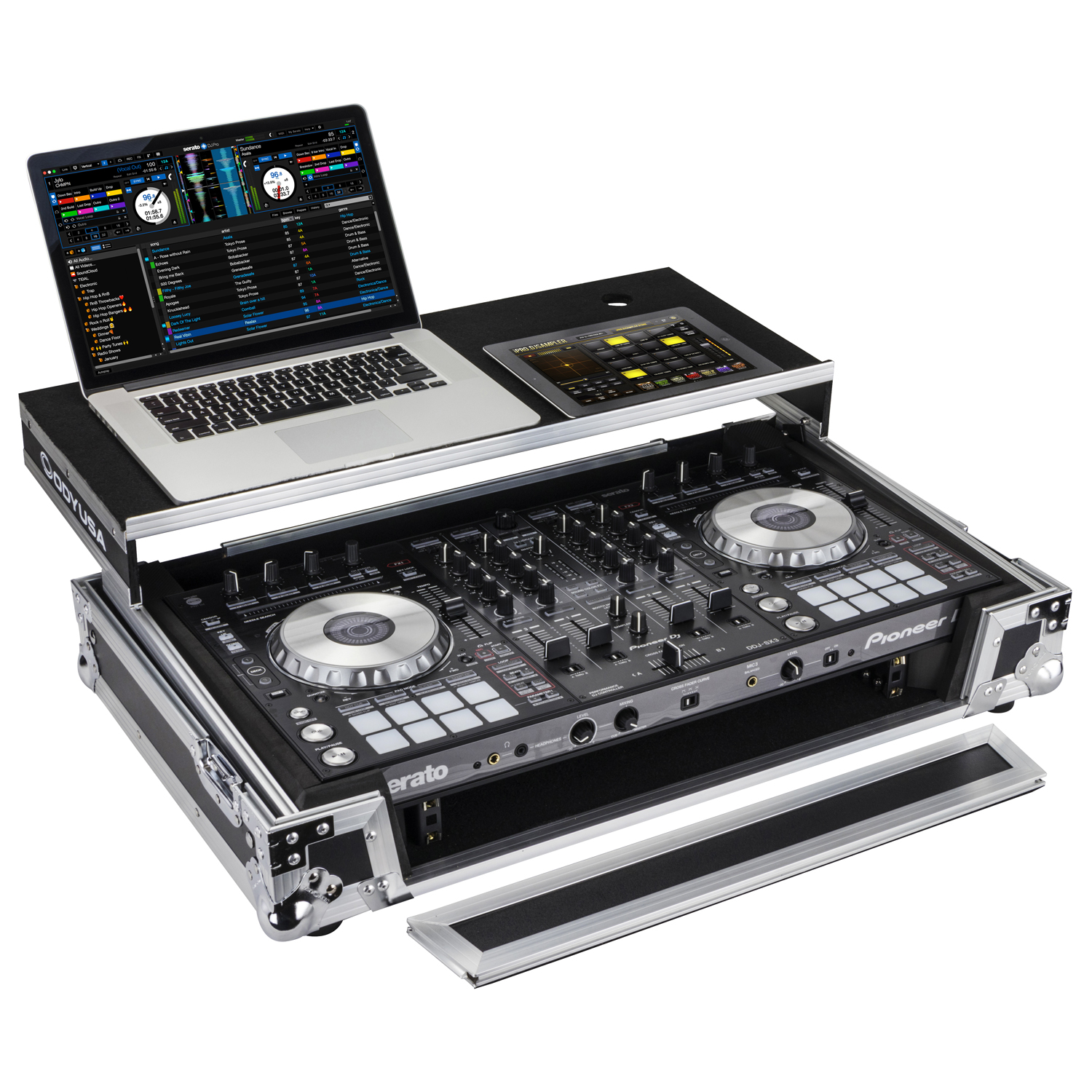 Pioneer DDJ-RX / SX / SX2 / SX3 Flight Case with 1U Rack Space and Glide Platform - Image 3