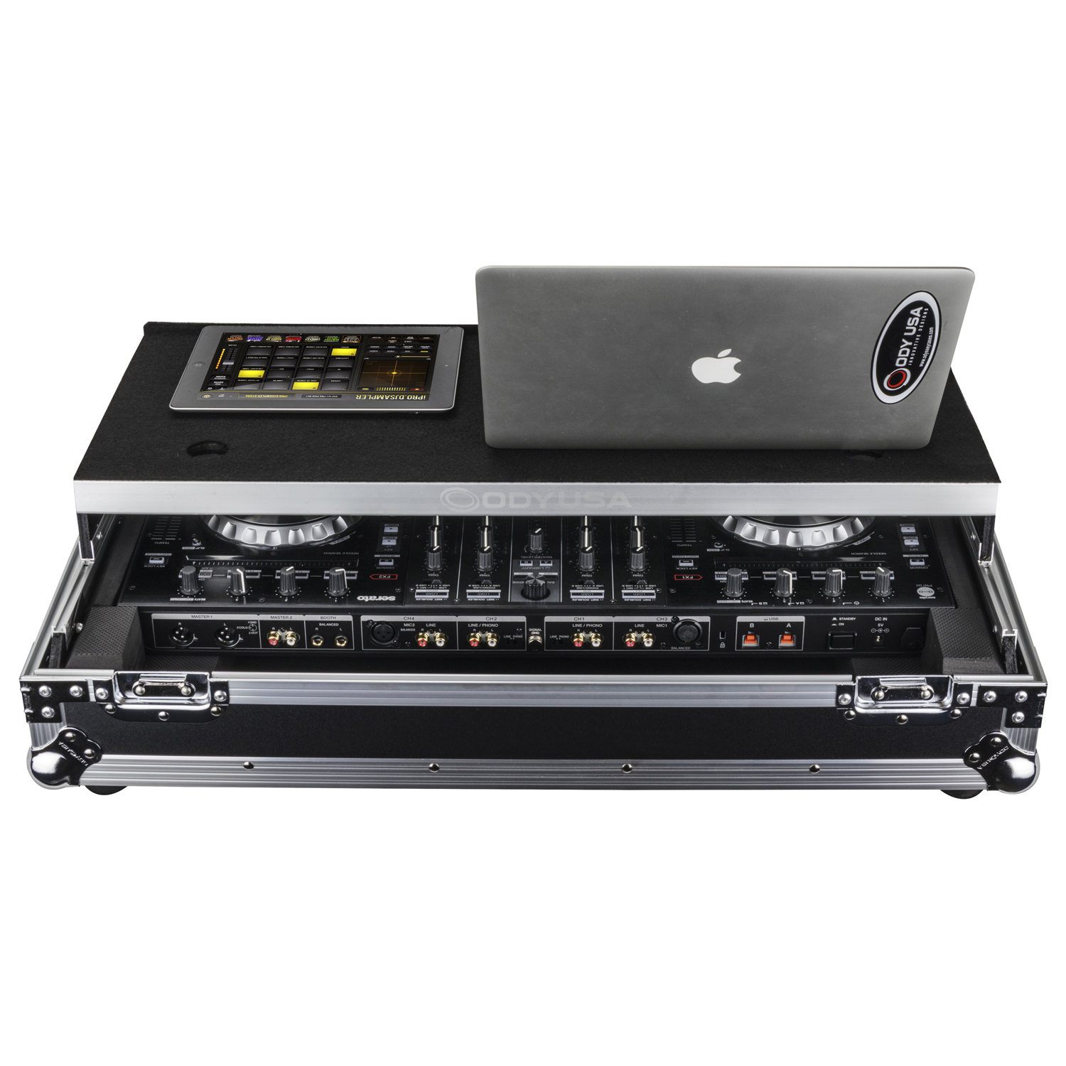 Pioneer DDJ-RX / SX / SX2 / SX3 Flight Case with 1U Rack Space and Glide Platform - Image 4